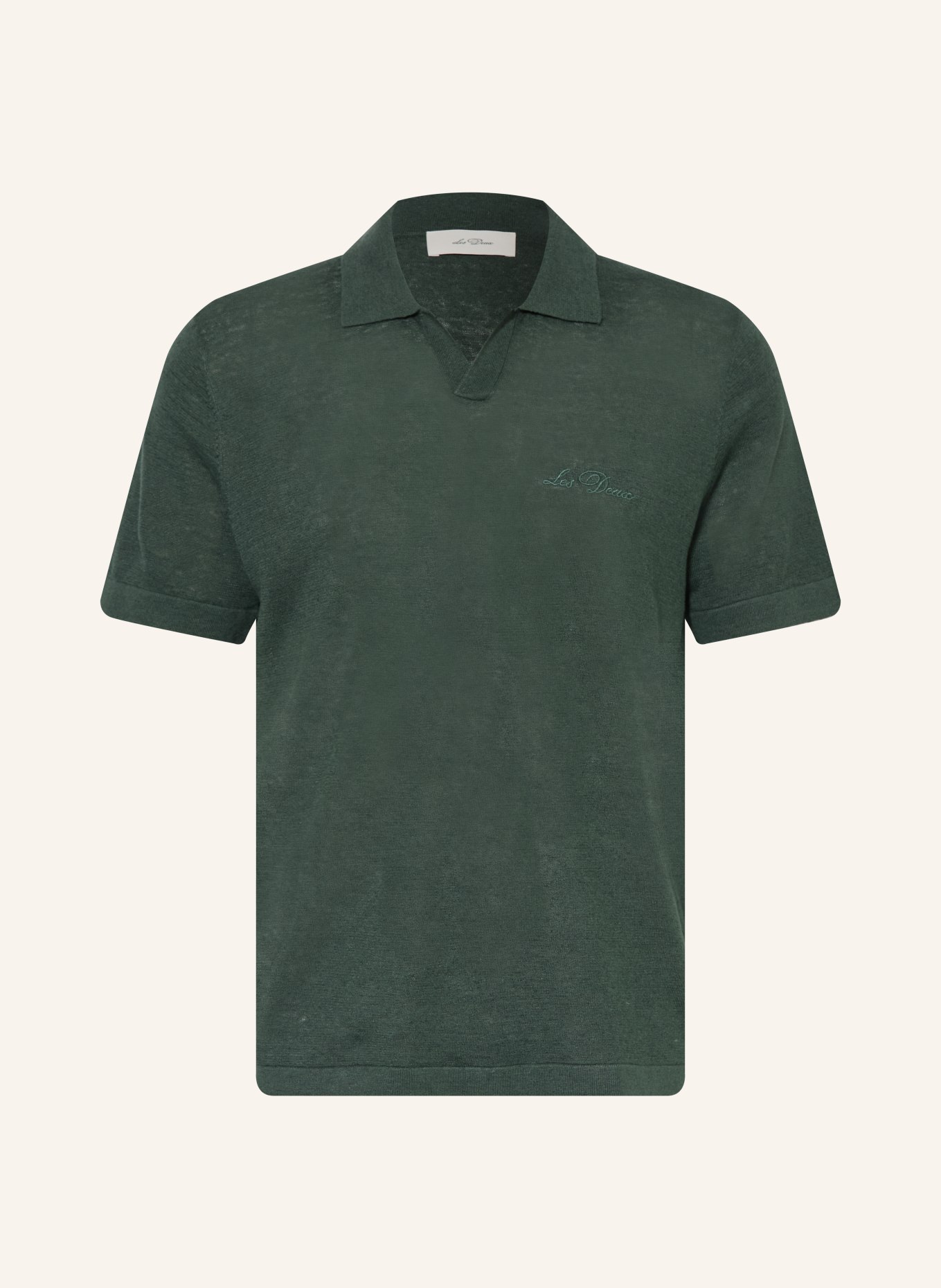 LES DEUX Polo en maille avec lin: GROEN