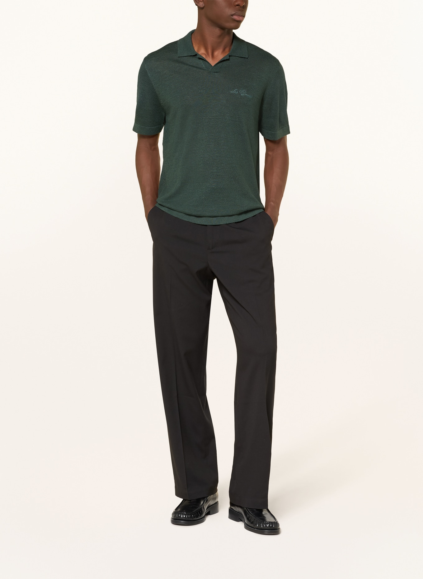 LES DEUX Polo en maille avec lin: GROEN