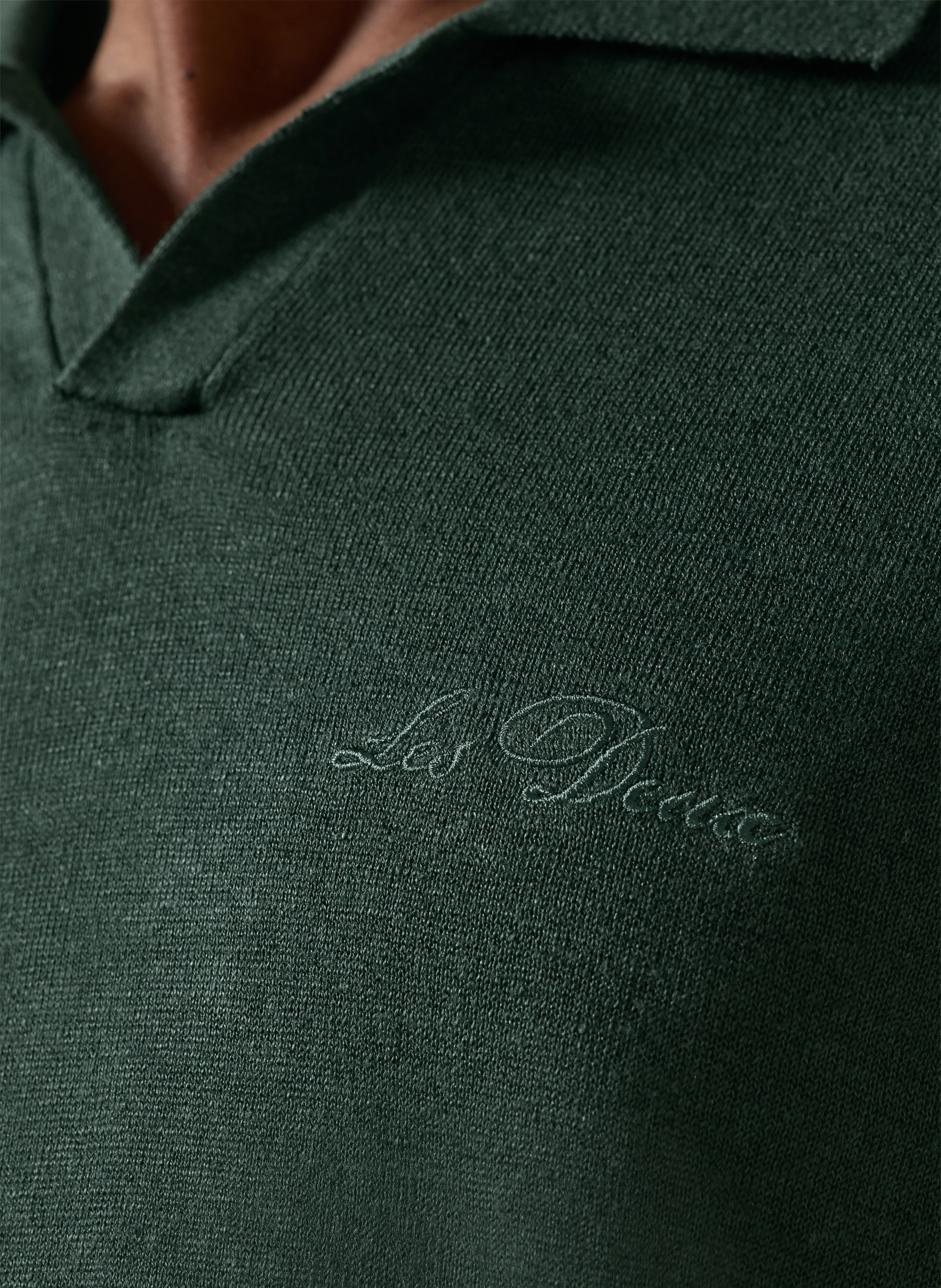 LES DEUX Polo en maille avec lin: GROEN