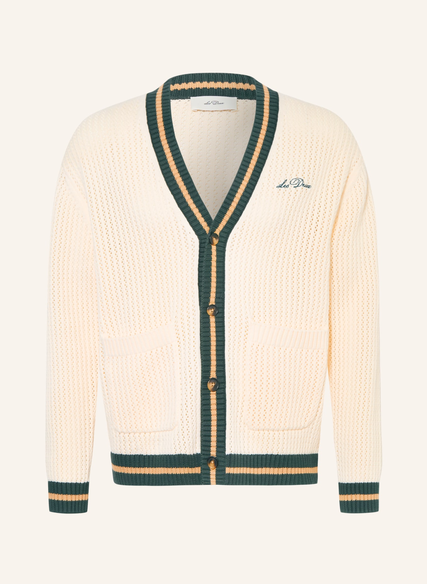 LES DEUX Strickjacke: ECRU / BEIGE / DUNKELGRÜN