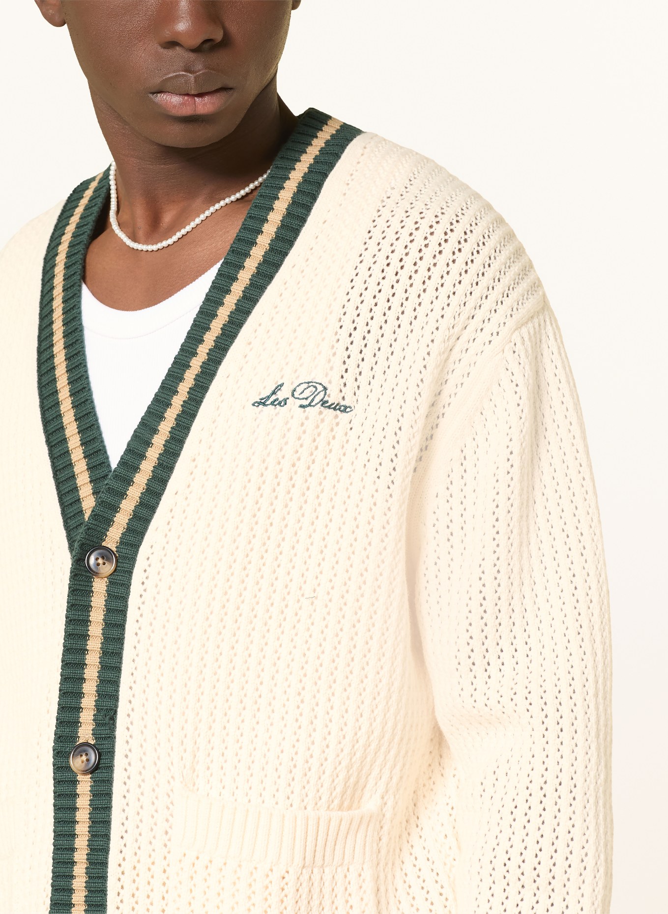 LES DEUX Strickjacke: ECRU / BEIGE / DUNKELGRÜN
