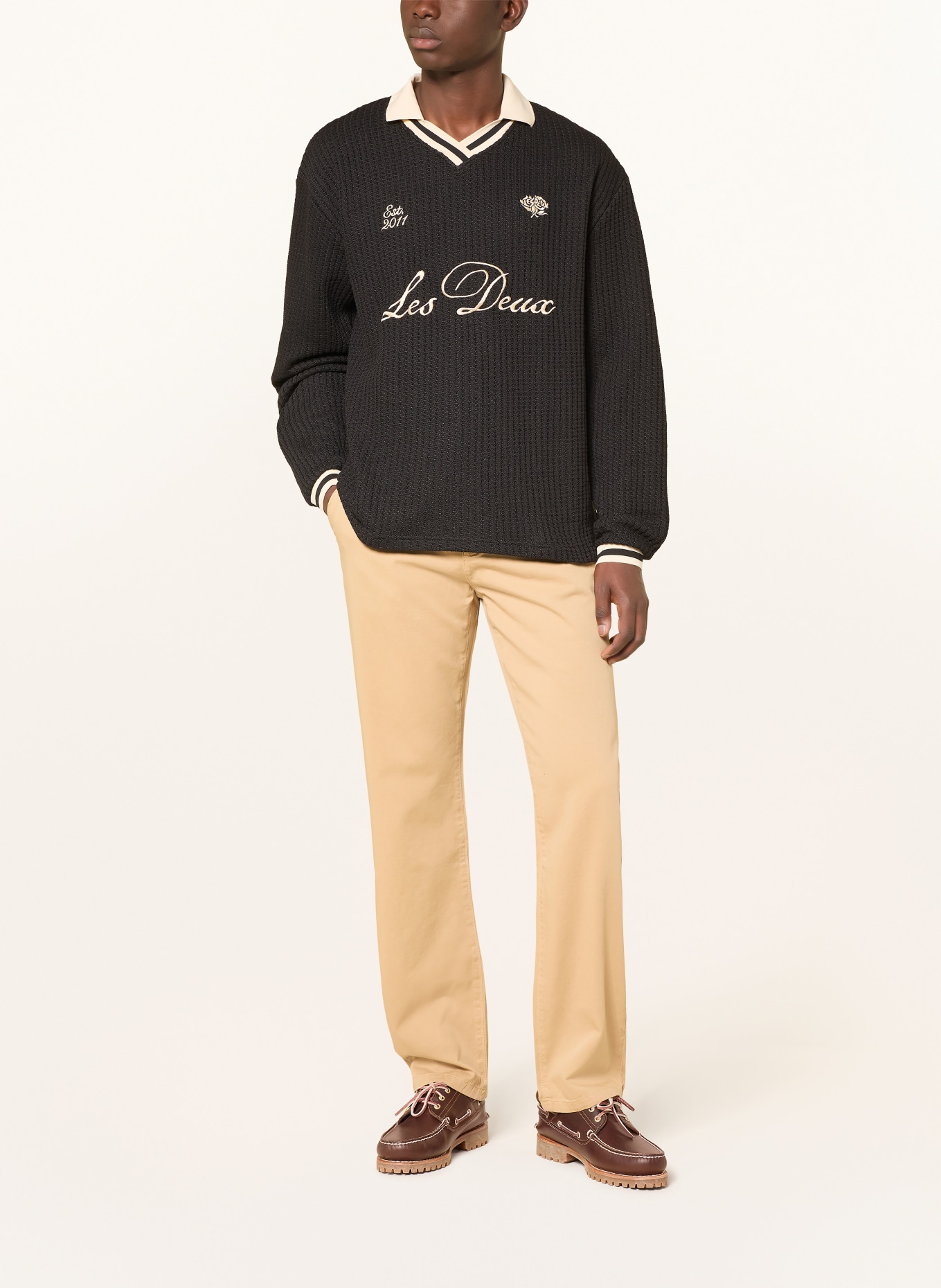 LES DEUX Pullover: SCHWARZ / ECRU