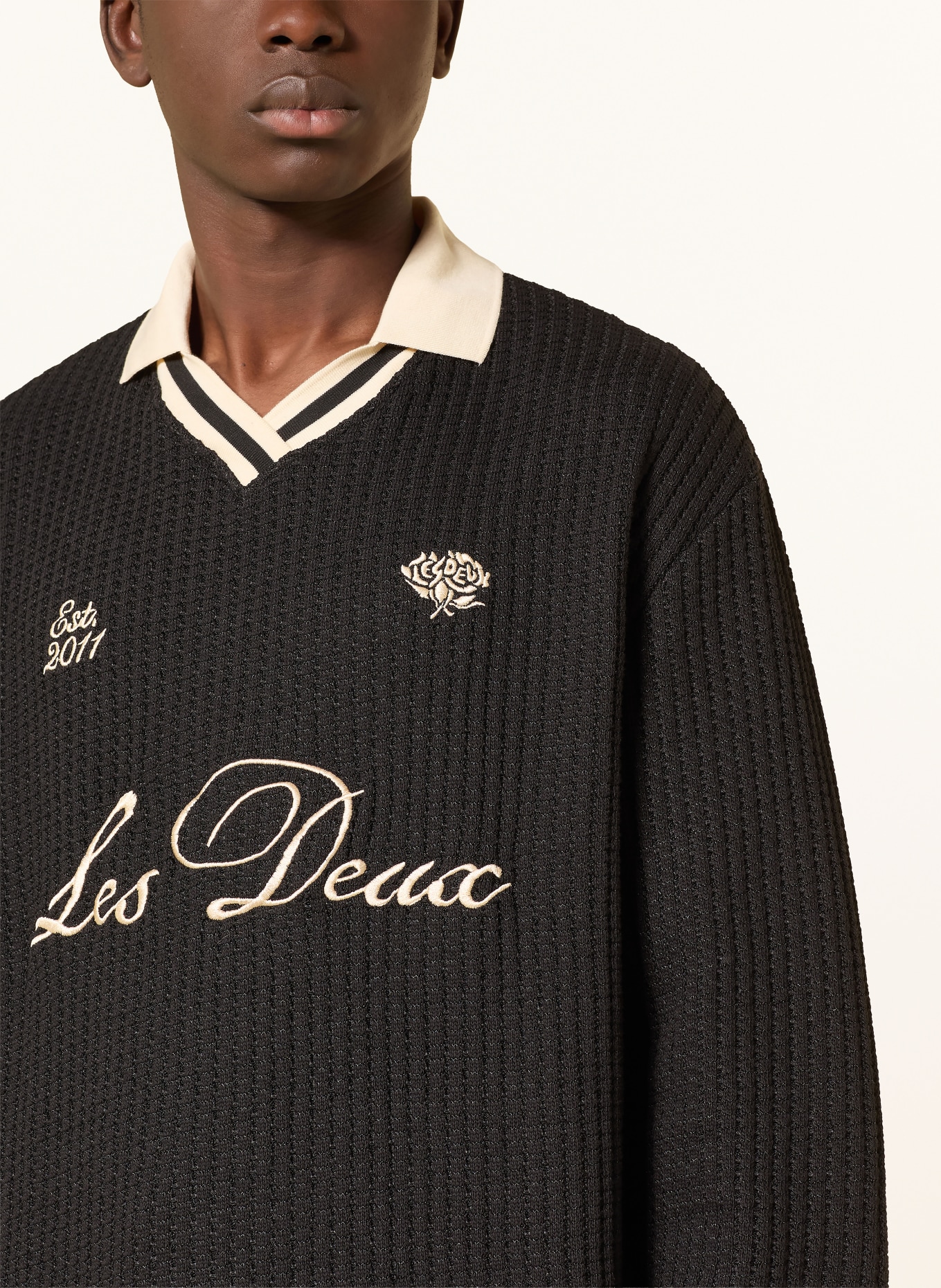 LES DEUX Pullover: SCHWARZ / ECRU