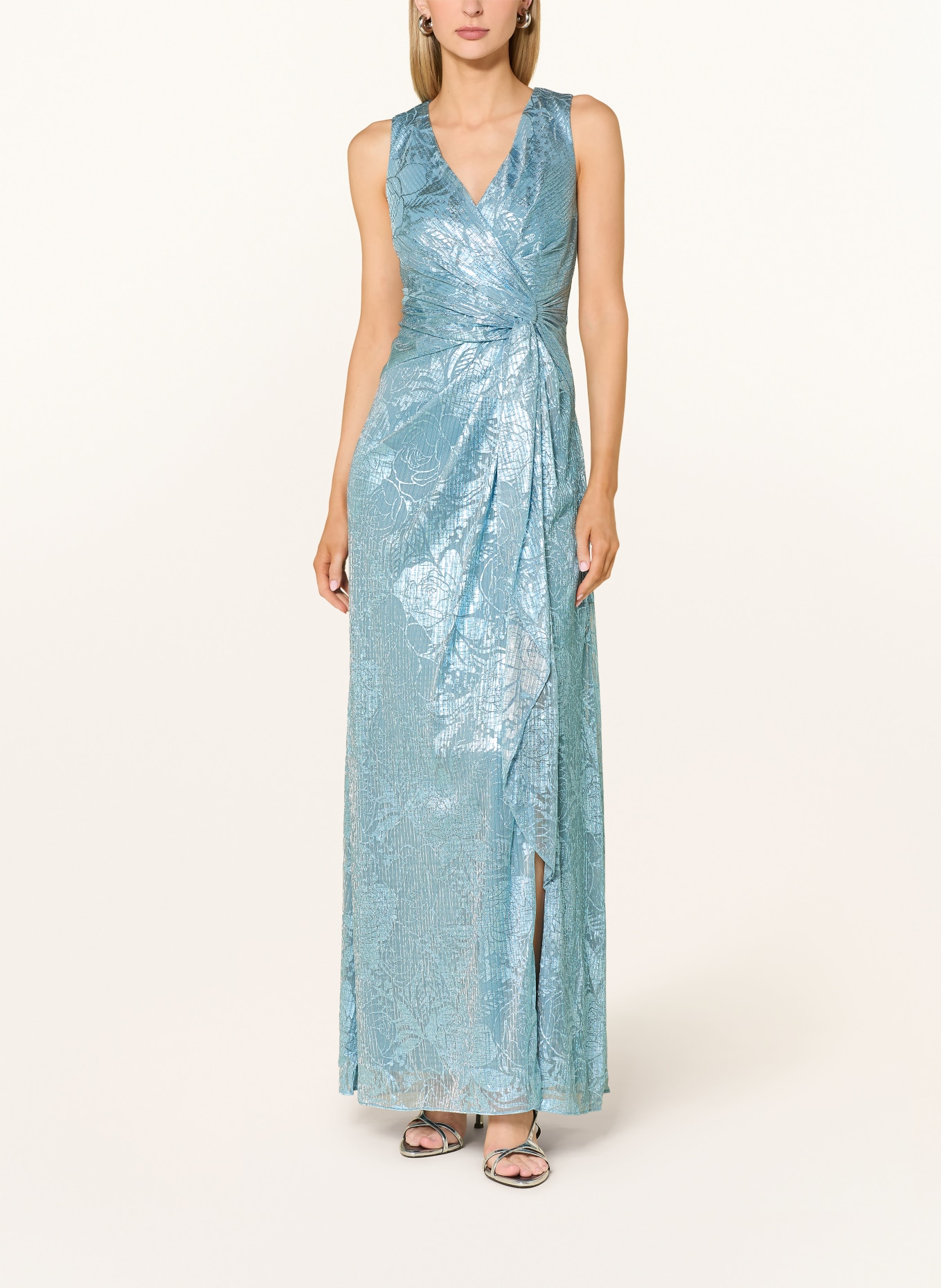 ADRIANNA PAPELL Abendkleid aus Mesh mit Glitzergarn: HELLBLAU