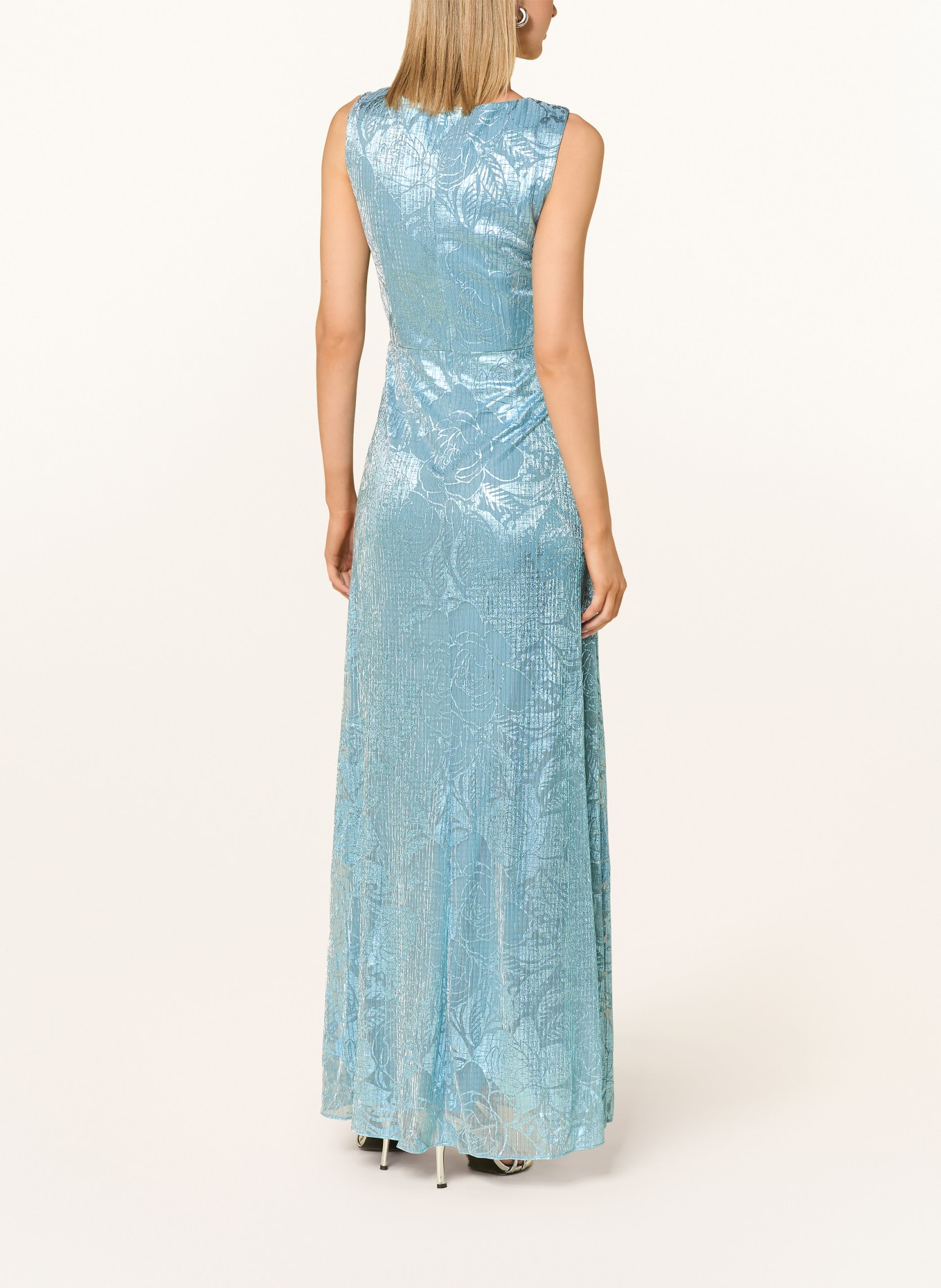 ADRIANNA PAPELL Abendkleid aus Mesh mit Glitzergarn: HELLBLAU