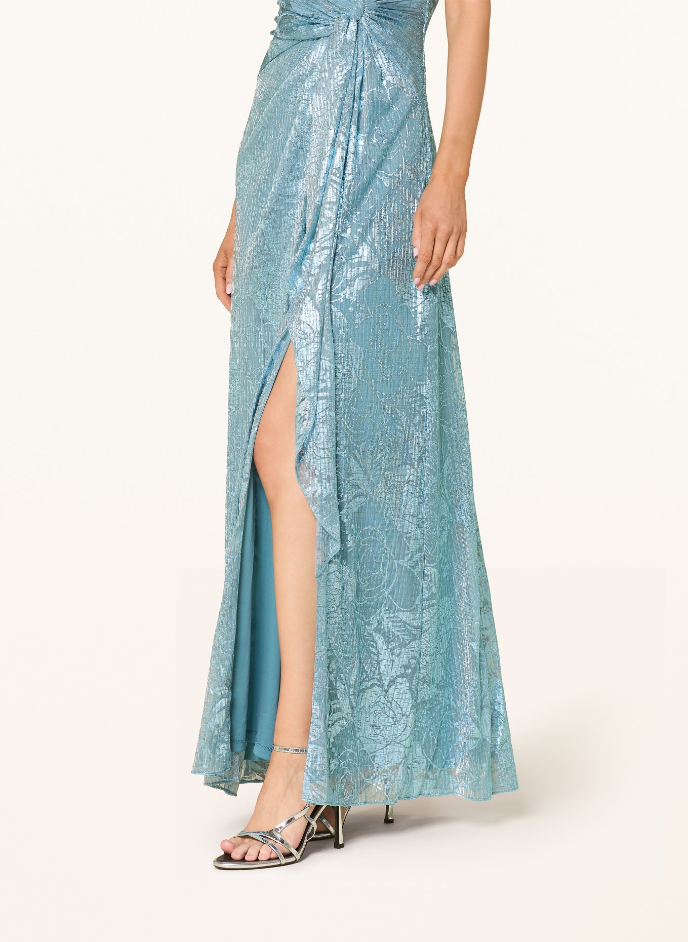 ADRIANNA PAPELL Abendkleid aus Mesh mit Glitzergarn: HELLBLAU