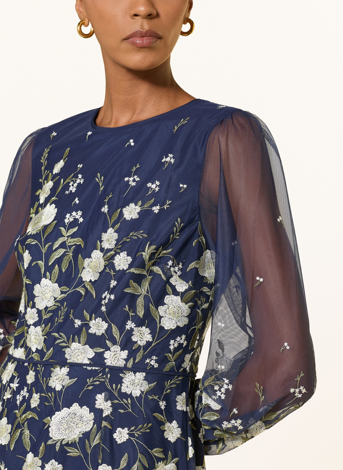 HOBBS Kleid LOIS: DUNKELBLAU / CREME / HELLGRÜN