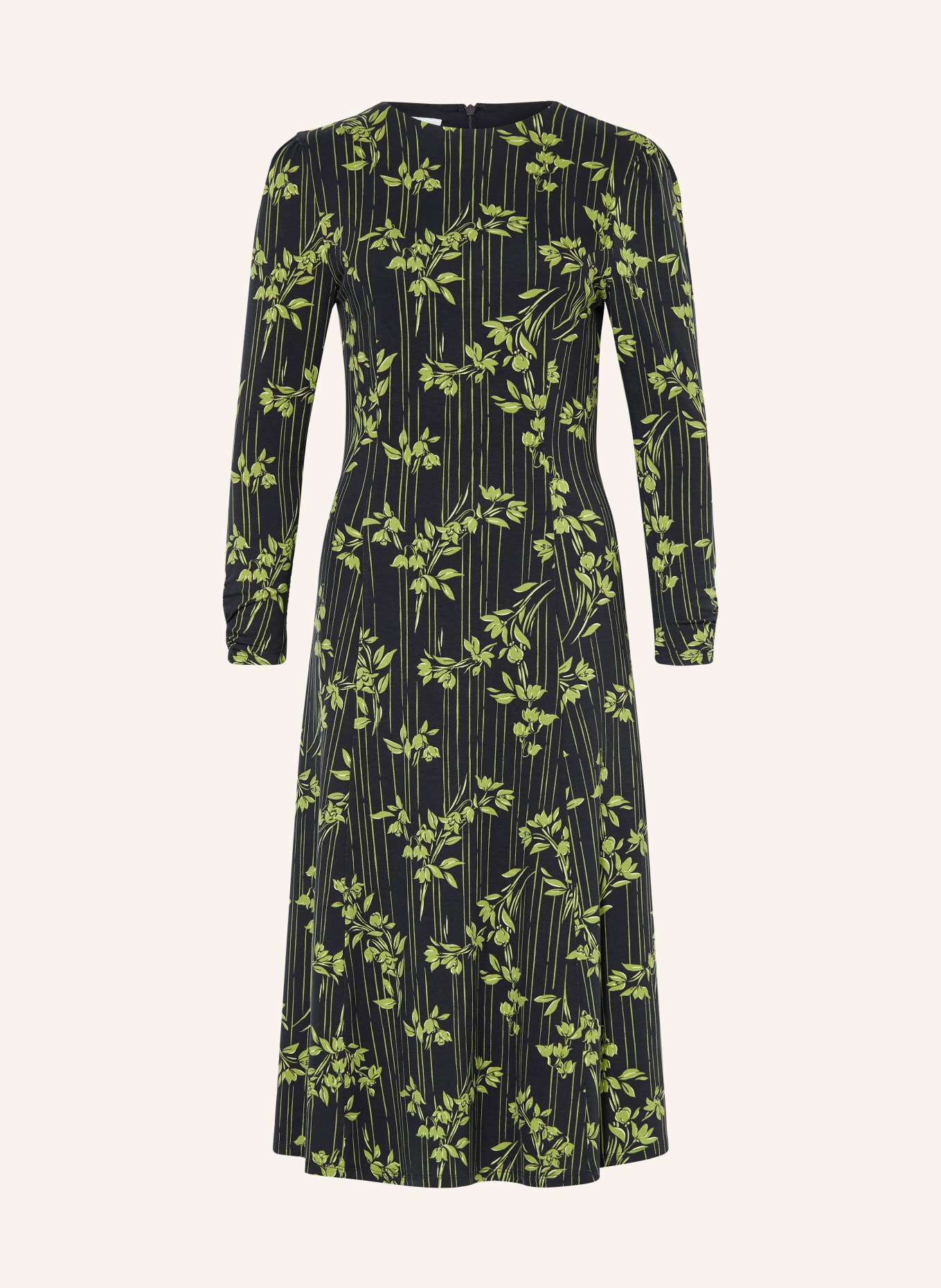 HOBBS ALISON Dress with 3/4-length sleeves: DARK BLUE / LIGHT GREEN / GREEN