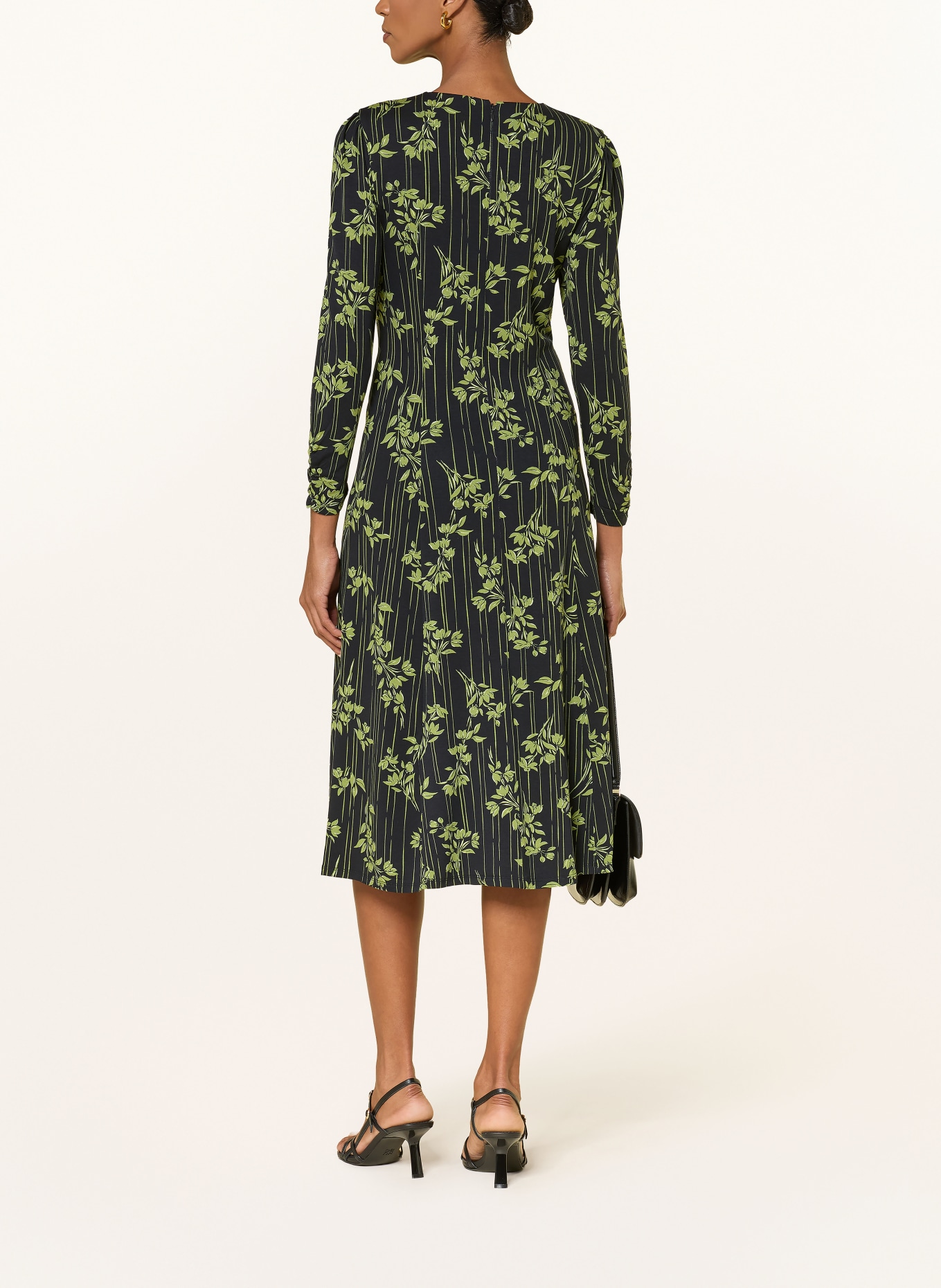 HOBBS ALISON Dress with 3/4-length sleeves: DARK BLUE / LIGHT GREEN / GREEN
