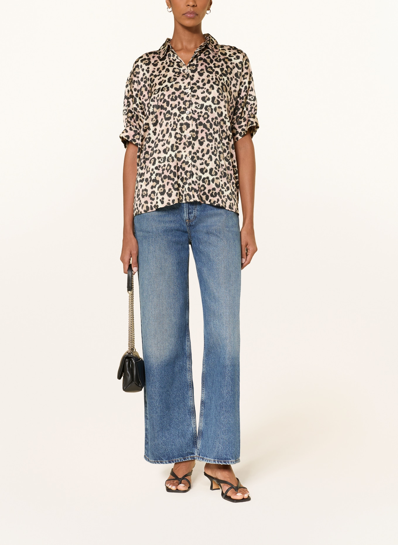 lilienfels Satin blouse: BEIGE / BLACK