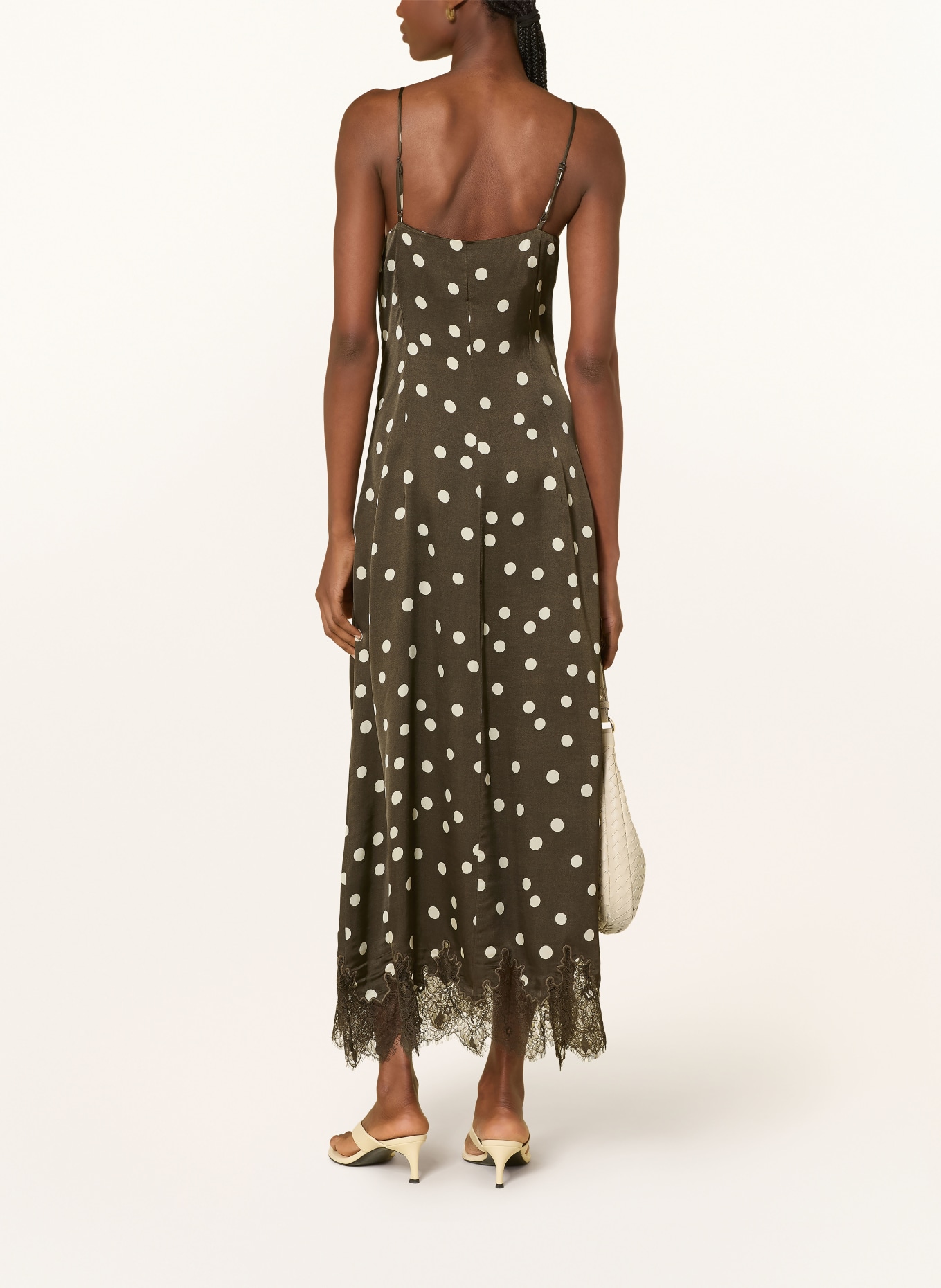 MSCH COPENHAGEN Satinkleid MSCHJIONNA mit Spitze: DUNKELBRAUN / WEISS