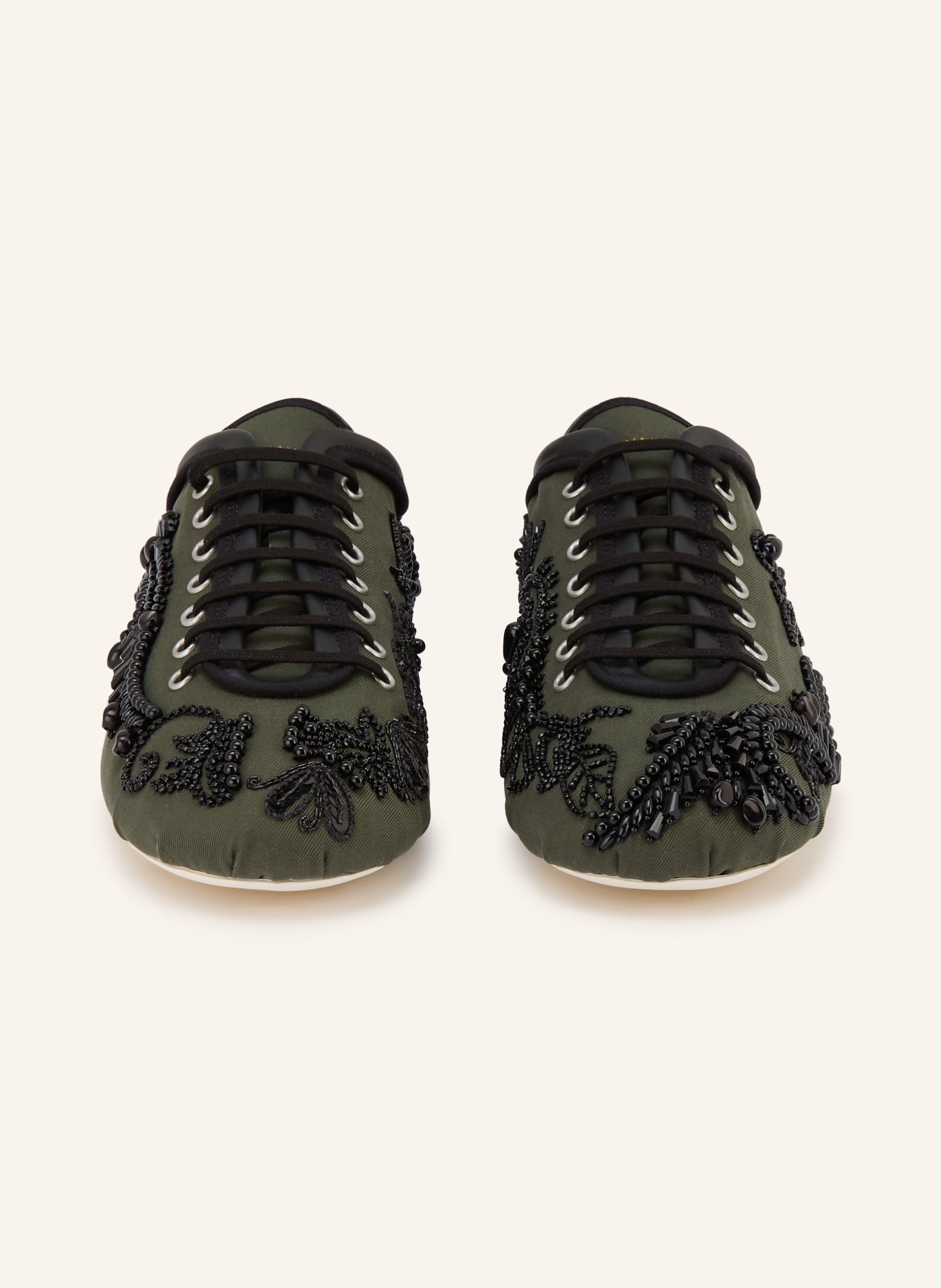 DRIES VAN NOTEN Sneaker mit Pailletten und Schmucksteinen: DUNKELGRÜN