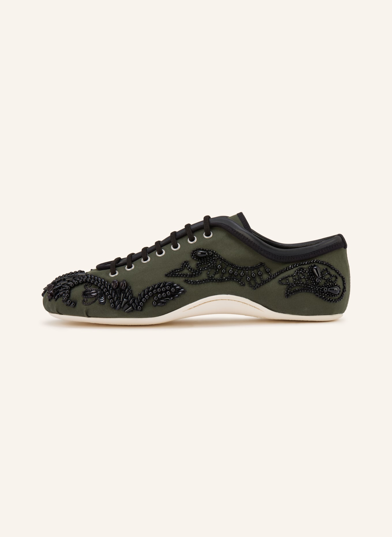 DRIES VAN NOTEN Sneaker mit Pailletten und Schmucksteinen: DUNKELGRÜN