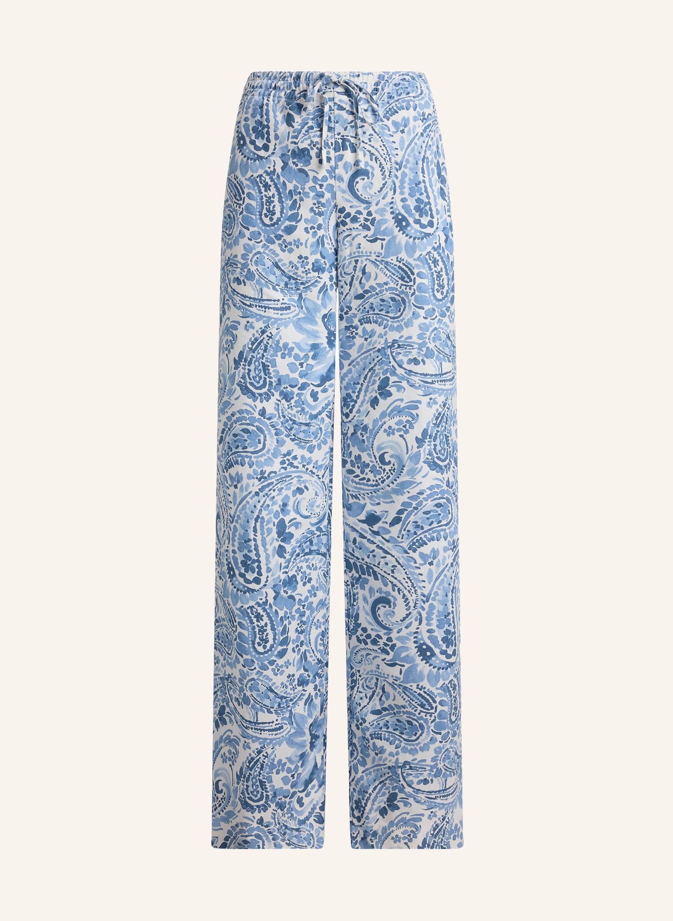 LAUREN RALPH LAUREN Linen Marlene pants: WHITE / LIGHT BLUE / BLUE