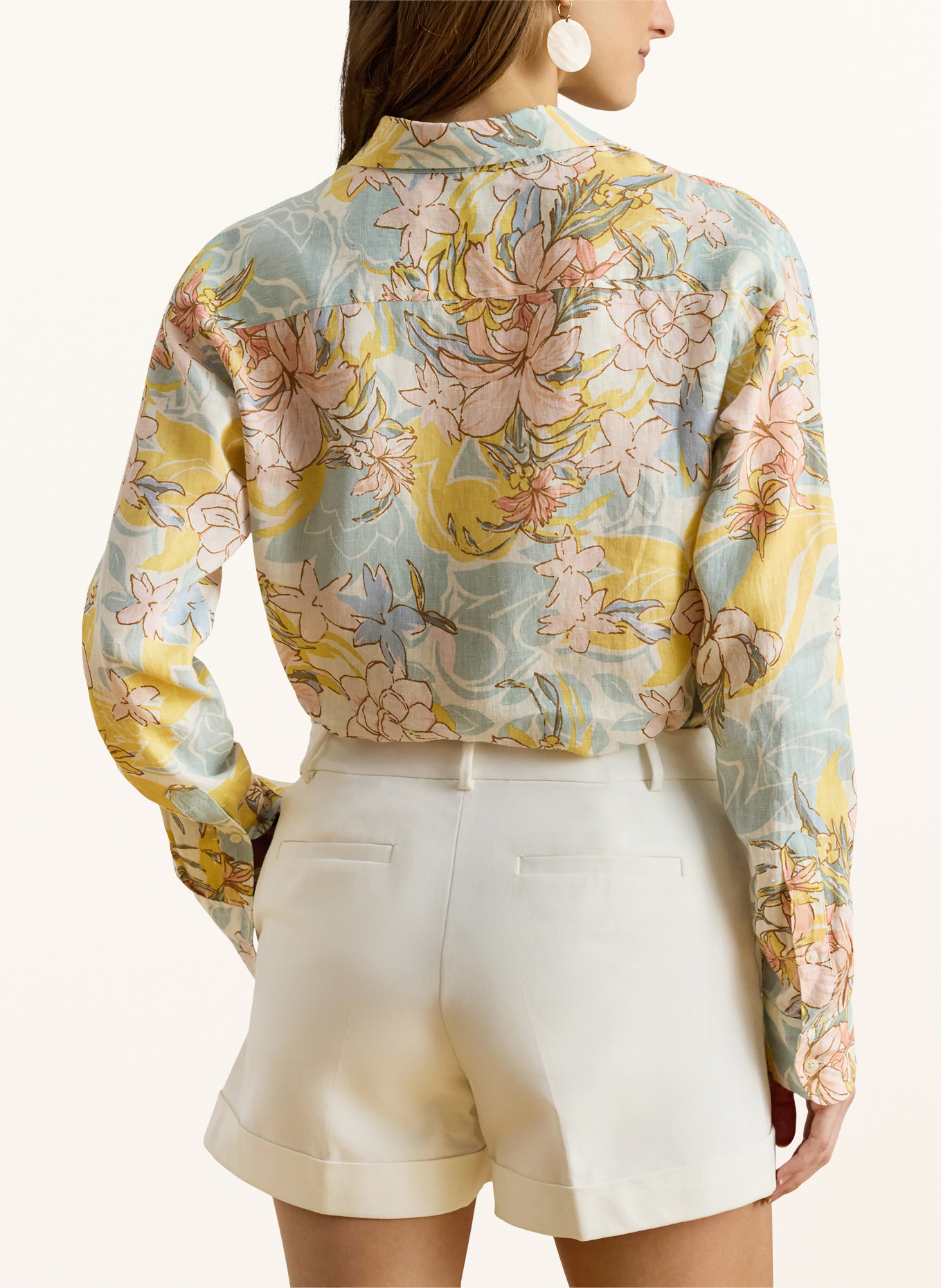 LAUREN RALPH LAUREN Lněná košile: TMAVĚ MODRÁ / RŮŽOVÁ / ŽLUTÁ