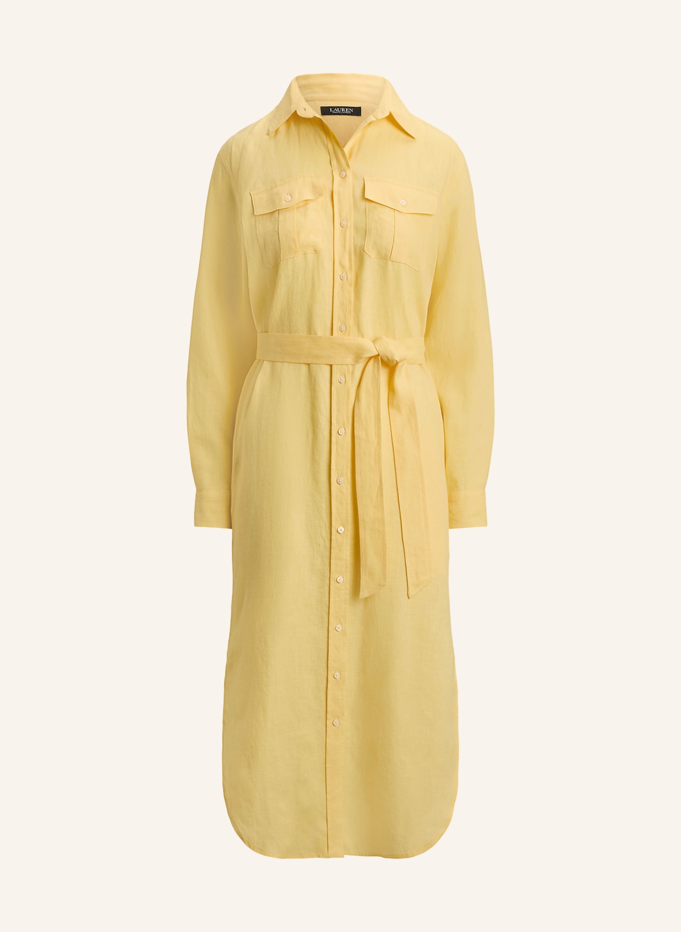 LAUREN RALPH LAUREN Linnen overhemdjurk: GEEL