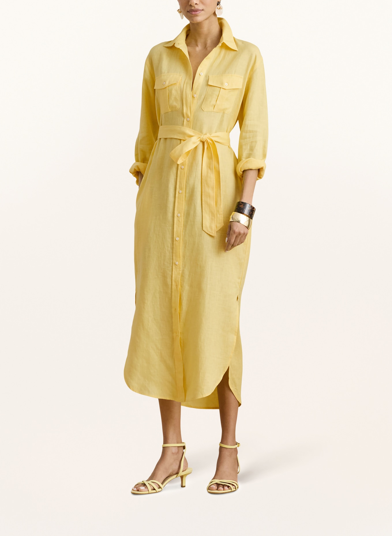 LAUREN RALPH LAUREN Linnen overhemdjurk: GEEL