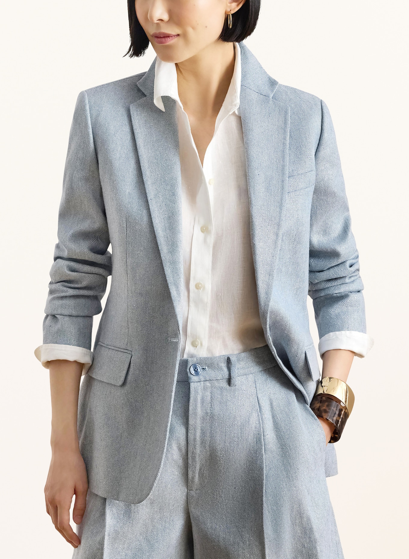 LAUREN RALPH LAUREN Leinenblazer: HELLBLAU
