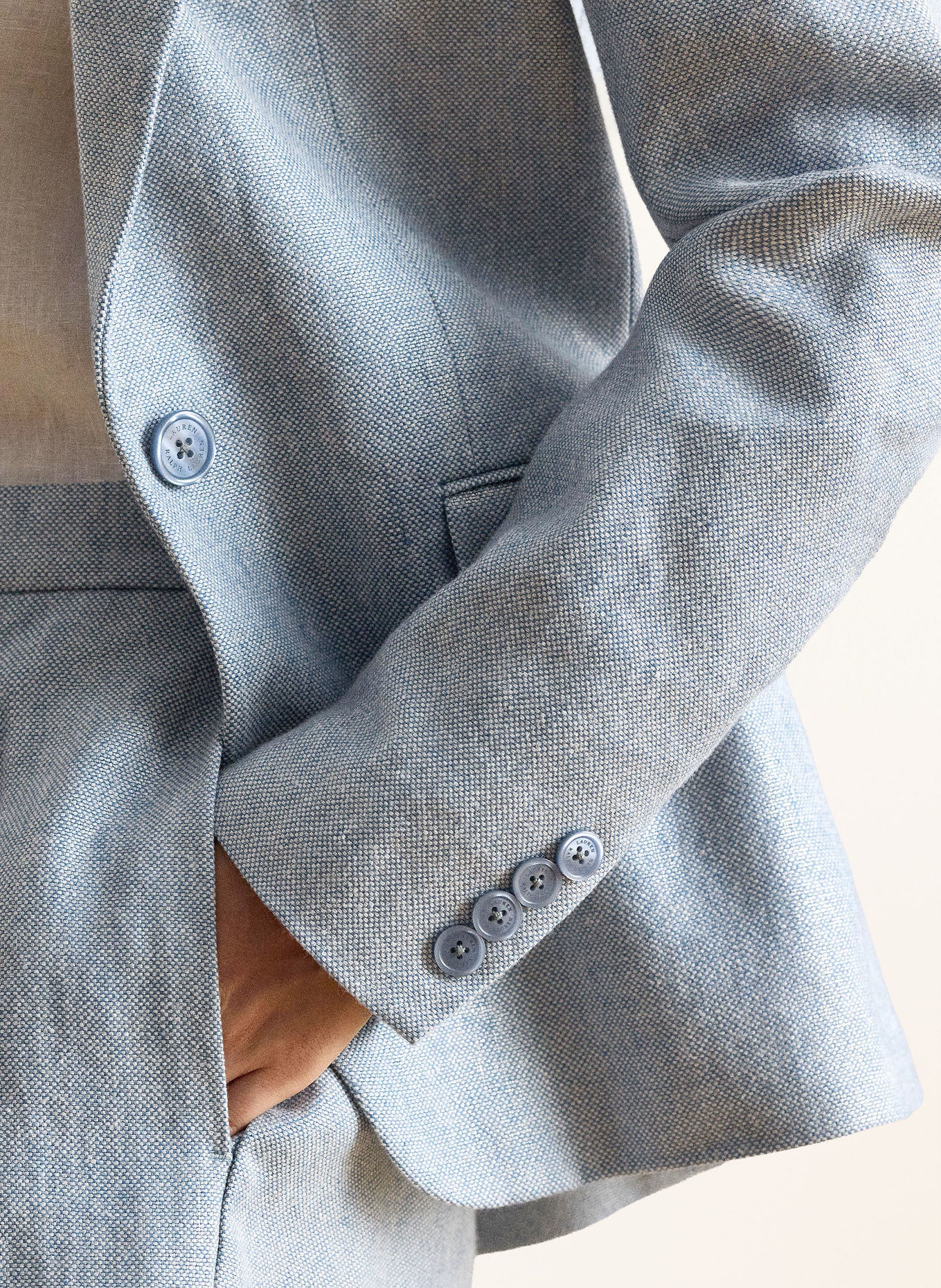 LAUREN RALPH LAUREN Leinenblazer: HELLBLAU