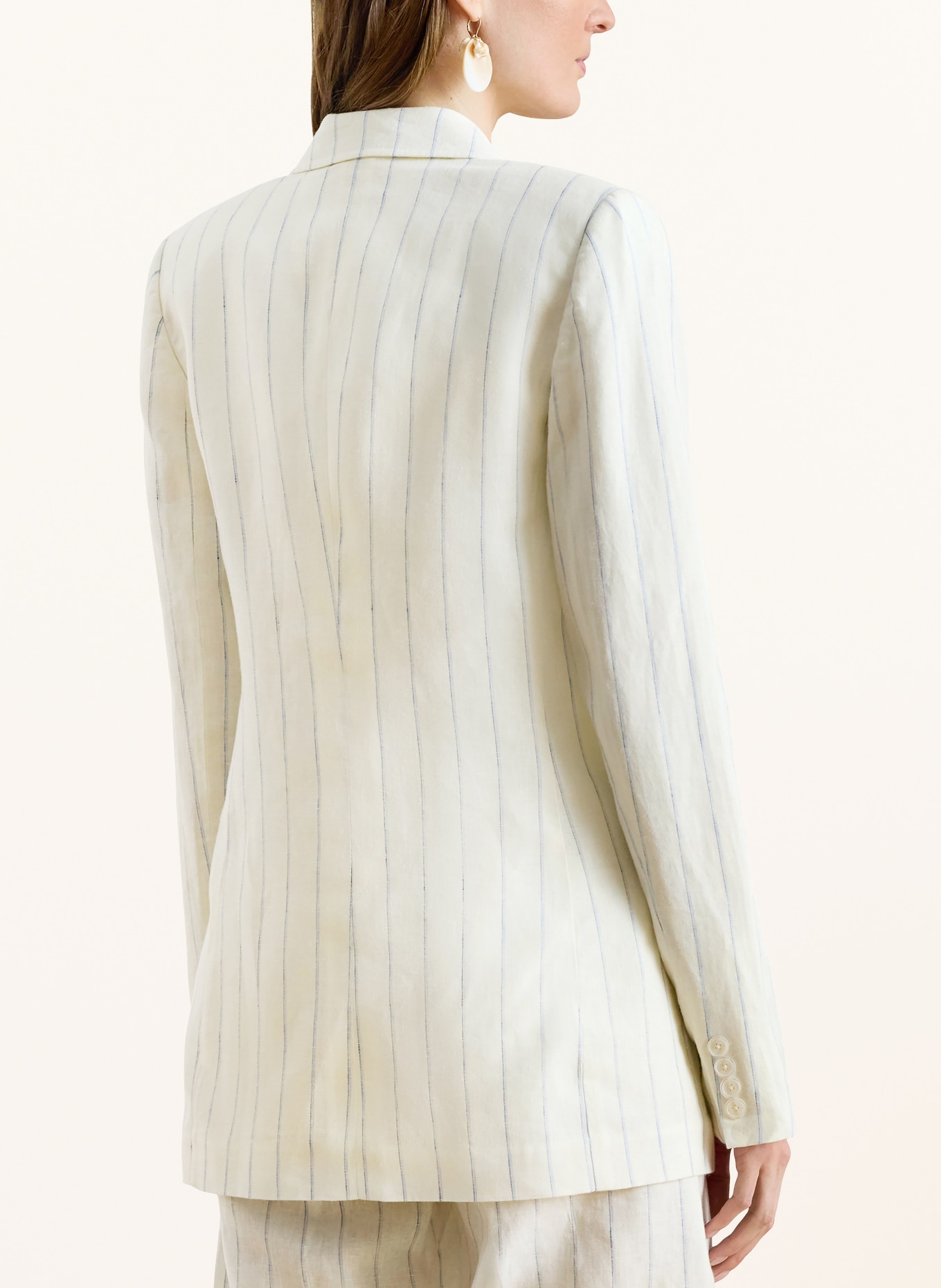 LAUREN RALPH LAUREN Leinenblazer: CREME / HELLBLAU