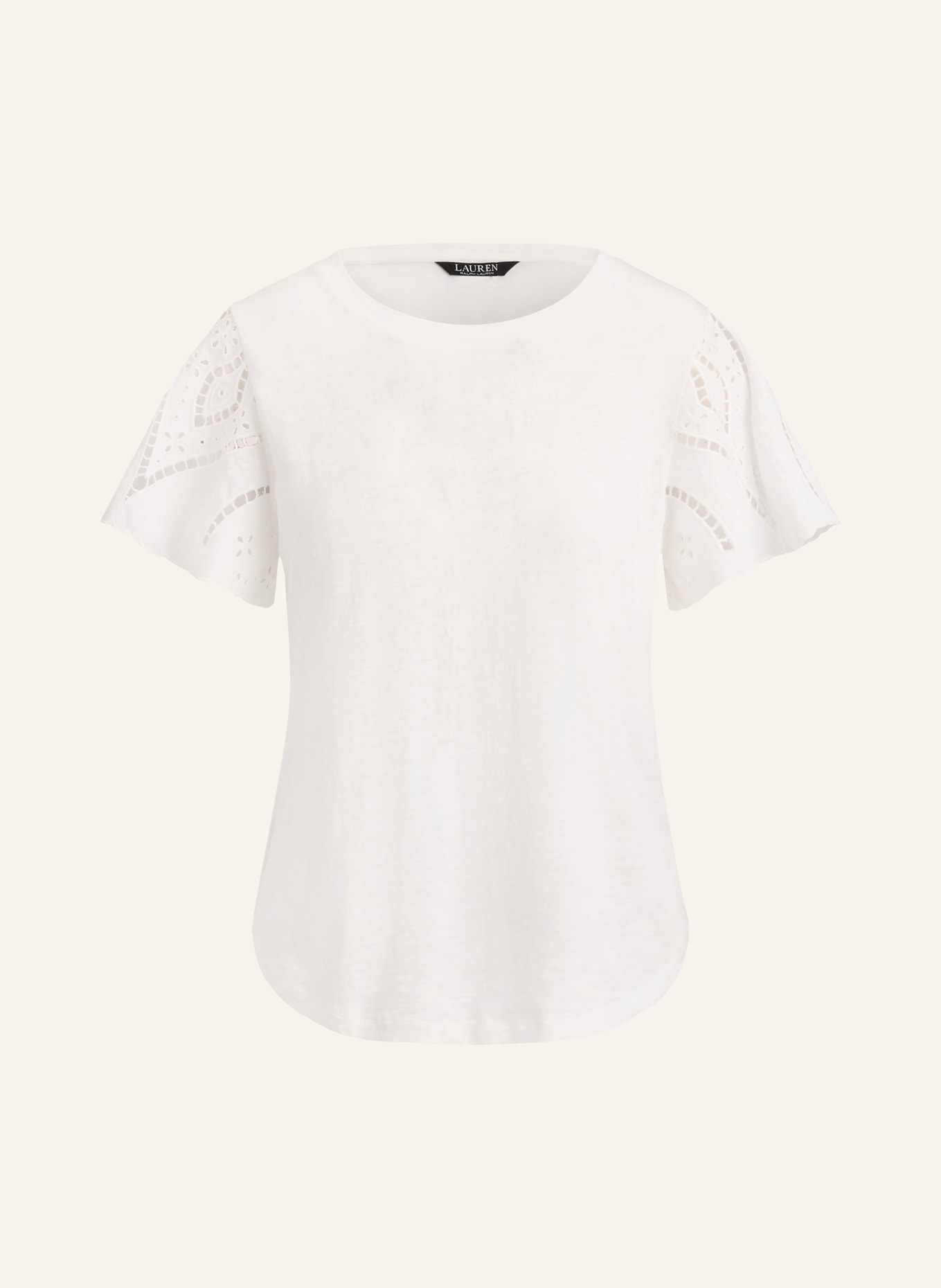 LAUREN RALPH LAUREN T-Shirt mit Lochspitze: WEISS