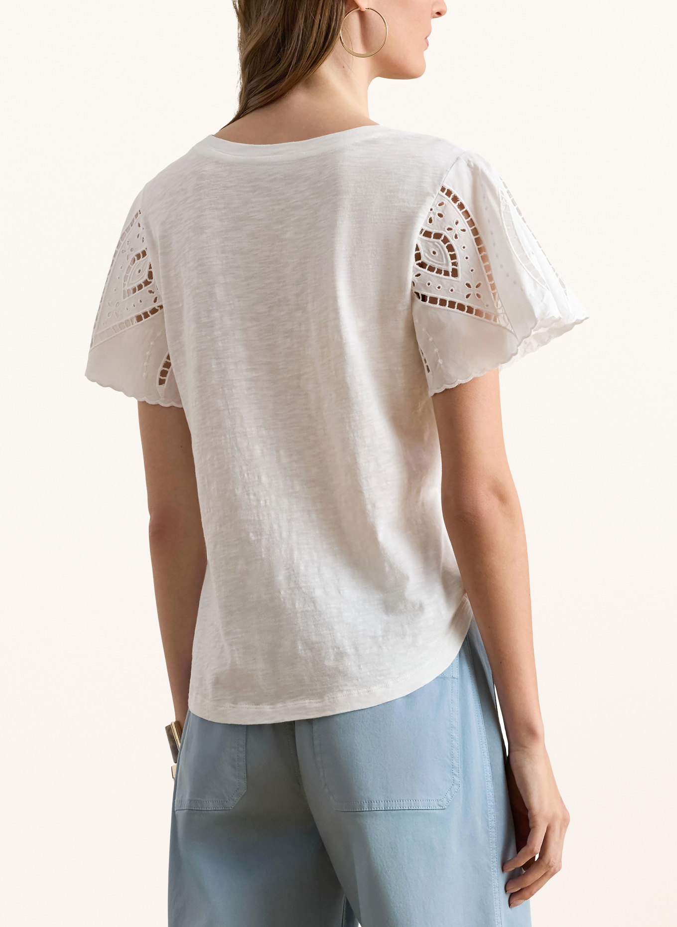 LAUREN RALPH LAUREN T-Shirt mit Lochspitze: WEISS