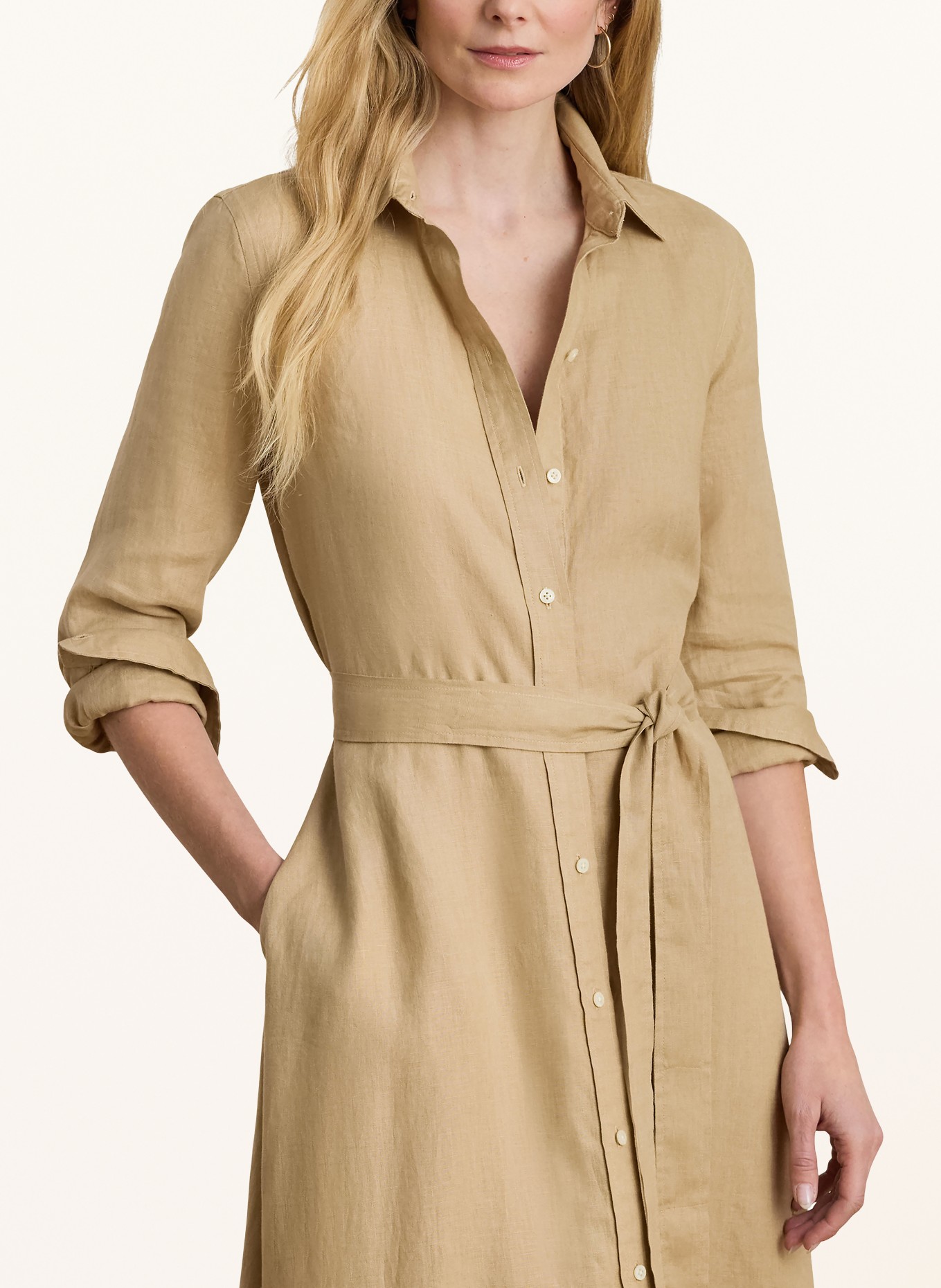 LAUREN RALPH LAUREN Linen shirt dress: BEIGE