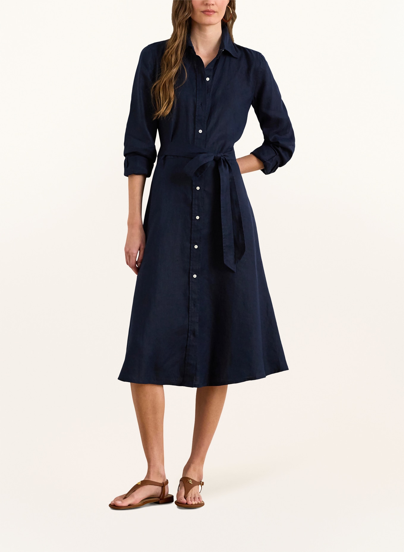 LAUREN RALPH LAUREN Linen shirt dress: DARK BLUE