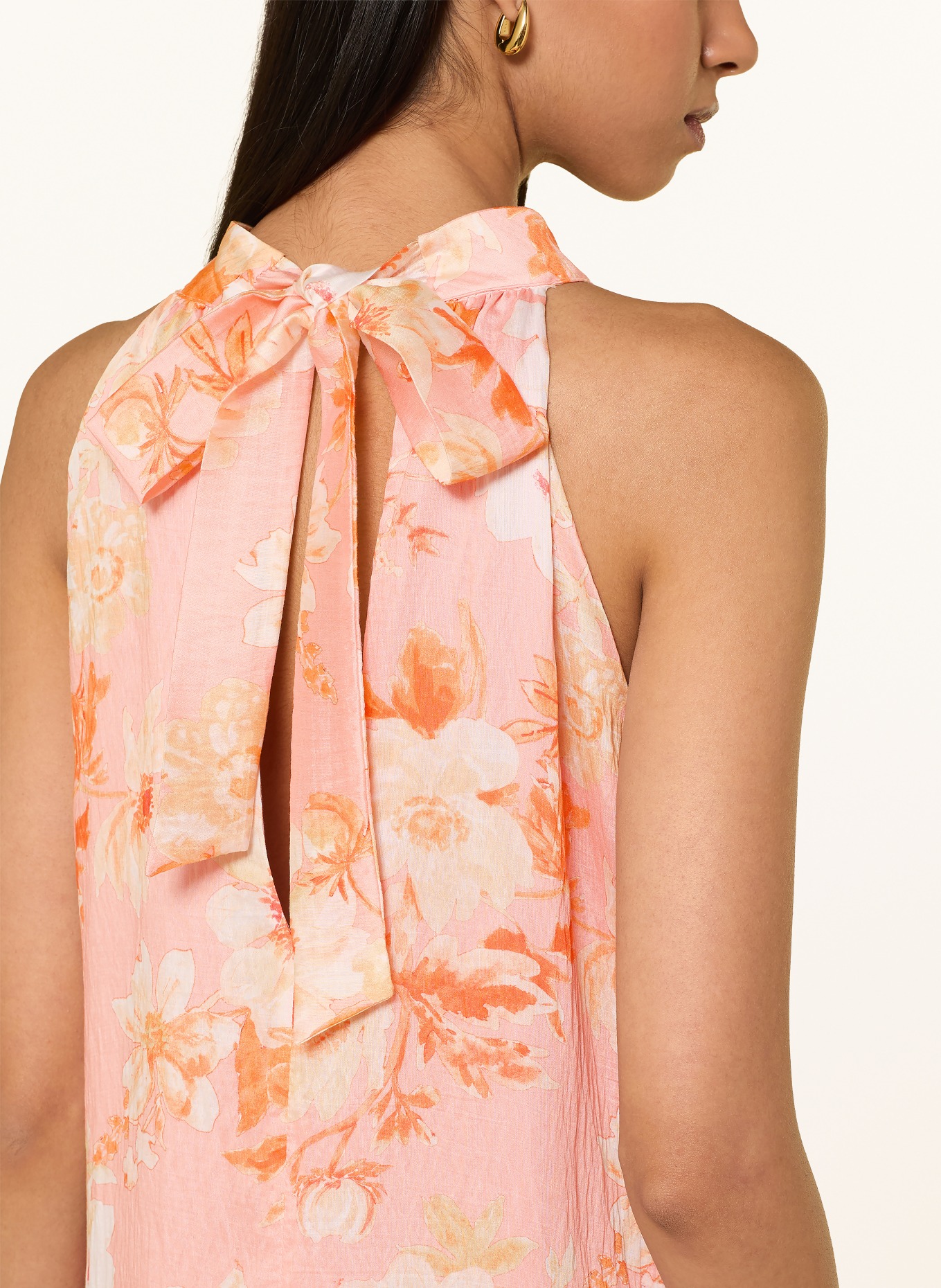 Ana Alcazar Dress with ruffles: PINK / CREAM / ORANGE
