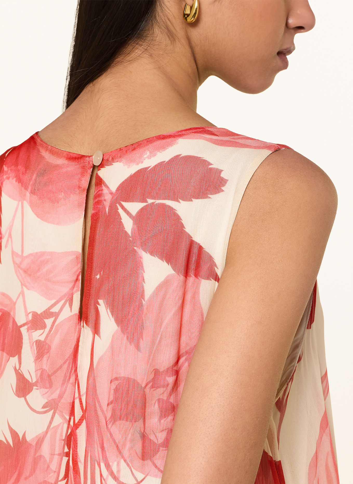 Ana Alcazar Dress with ruffles: RED / CREAM