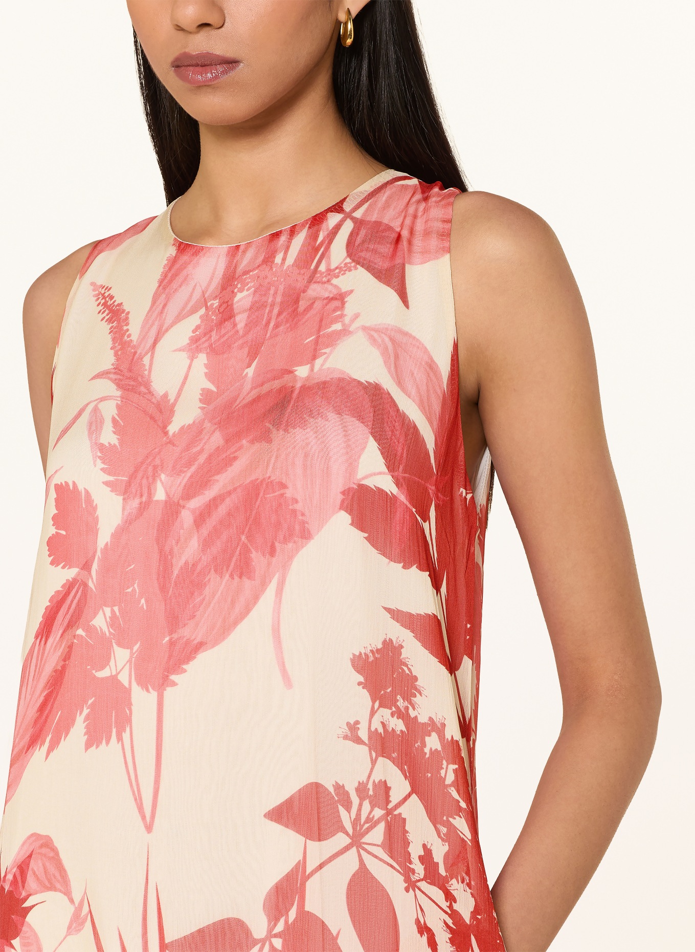 Ana Alcazar Dress with ruffles: RED / CREAM