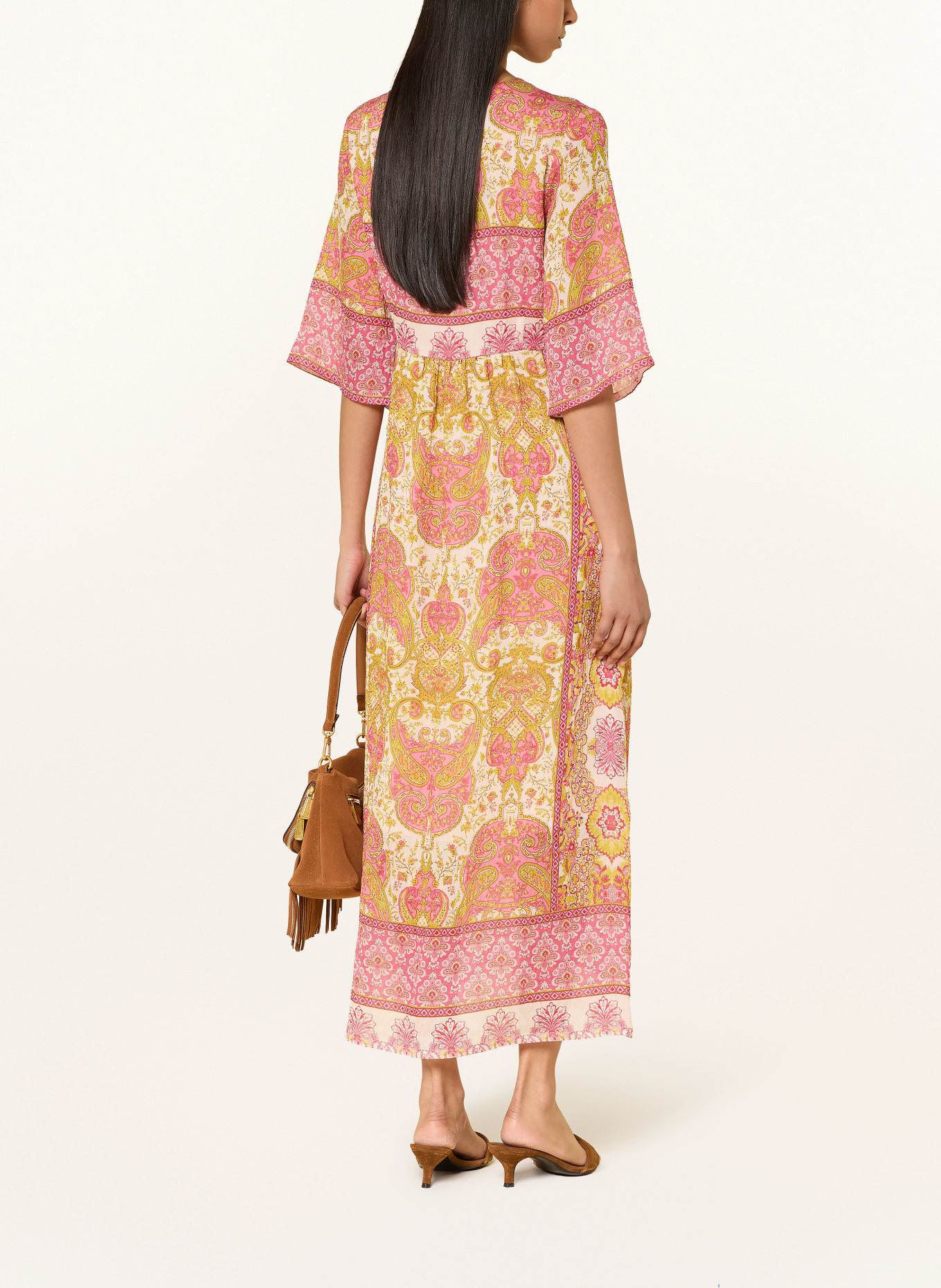 Ana Alcazar Dress: PINK / CREAM / OLIVE