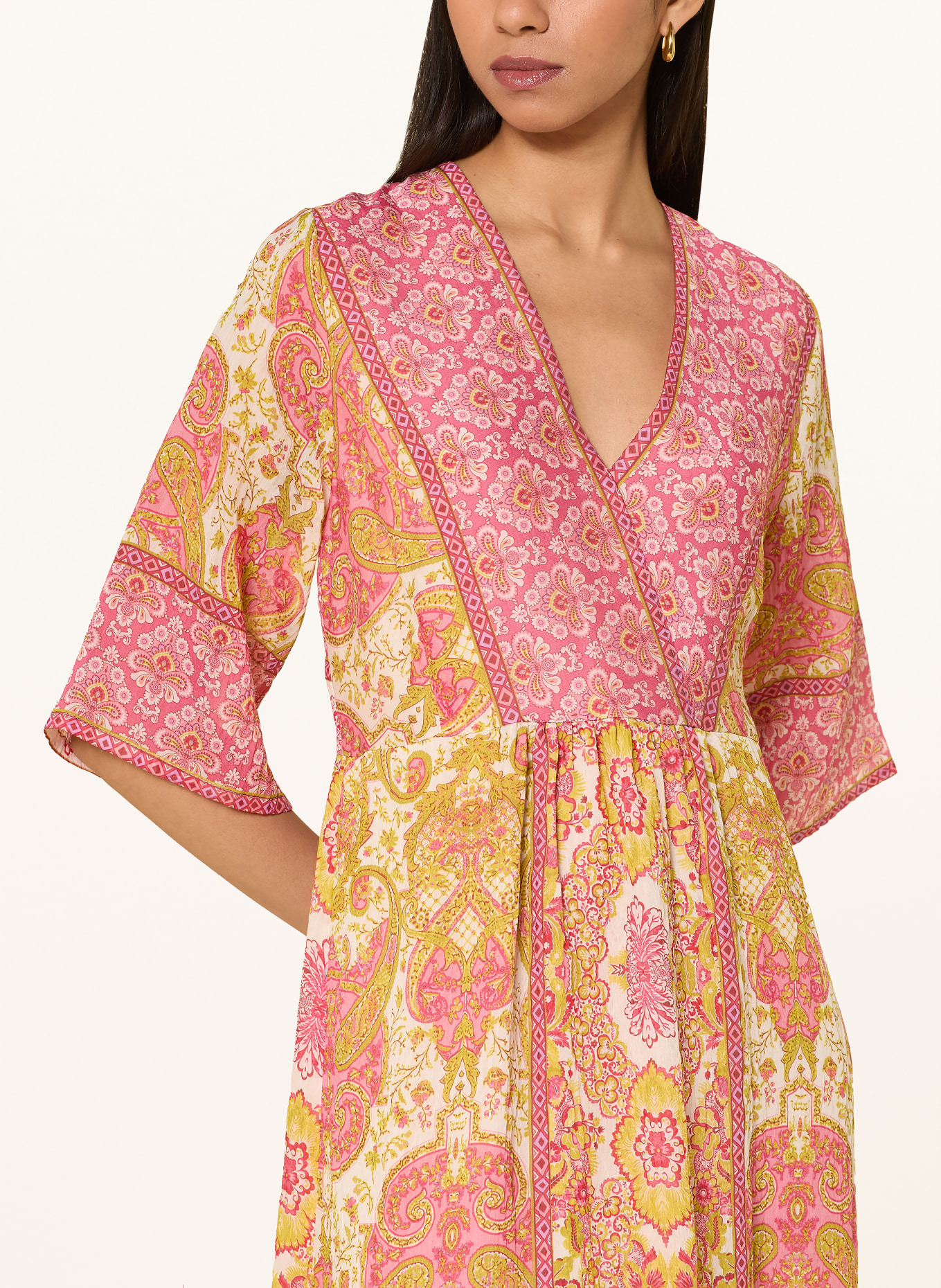 Ana Alcazar Dress: PINK / CREAM / OLIVE