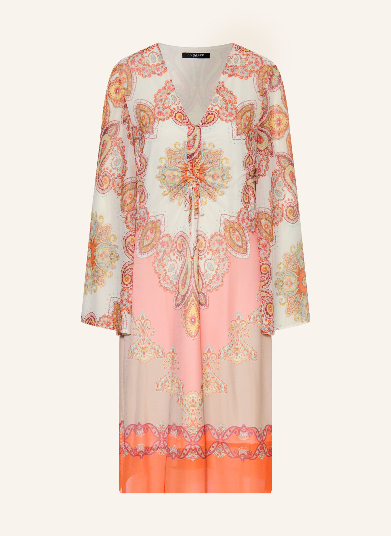 Ana Alcazar Mesh-jurk: ZALM / BEIGE / CRÈME