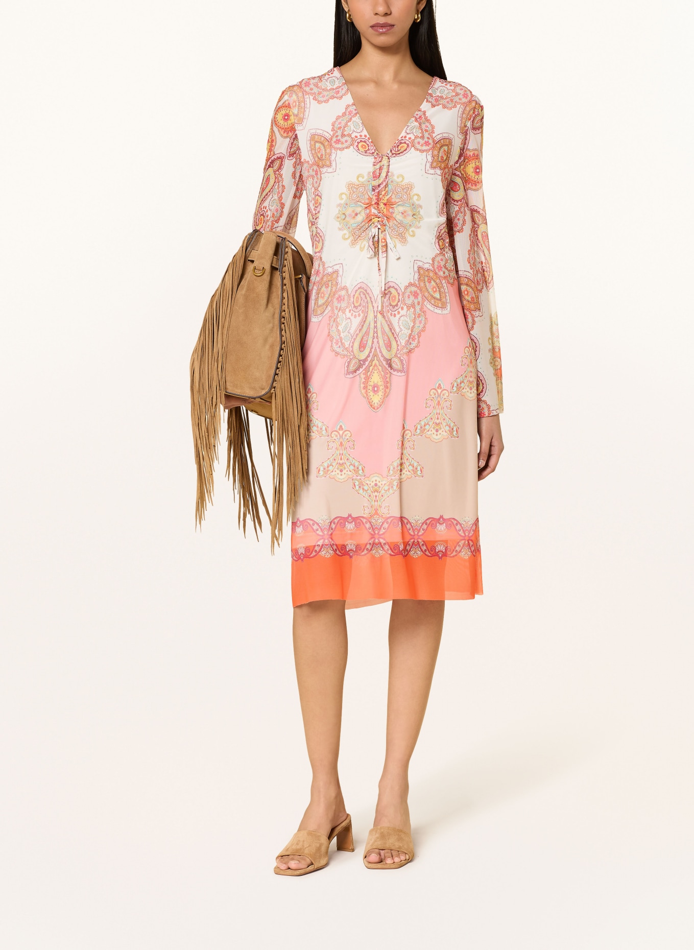 Ana Alcazar Mesh-jurk: ZALM / BEIGE / CRÈME
