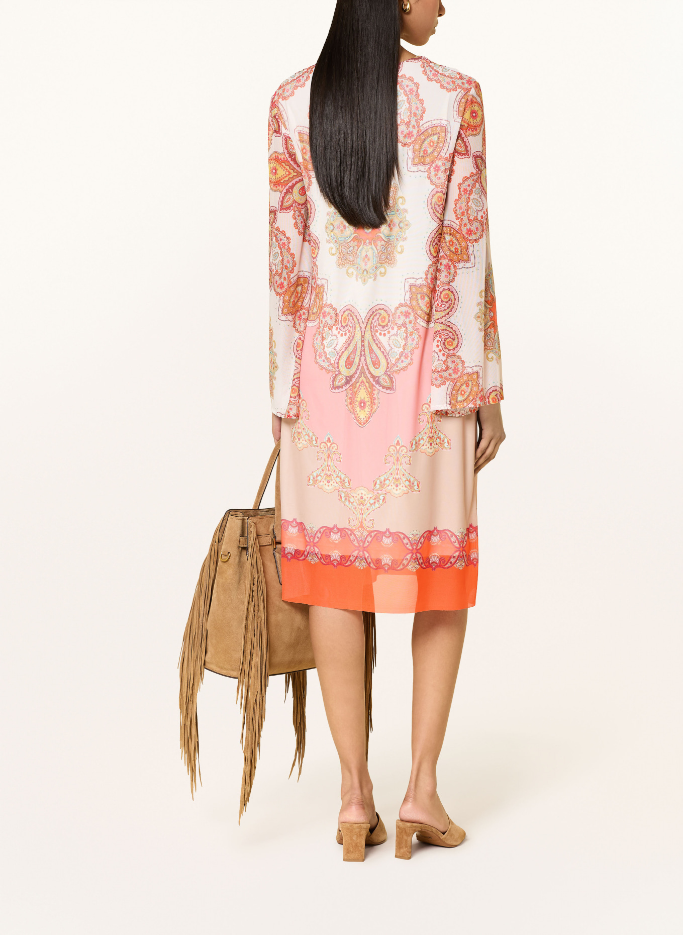 Ana Alcazar Mesh-jurk: ZALM / BEIGE / CRÈME