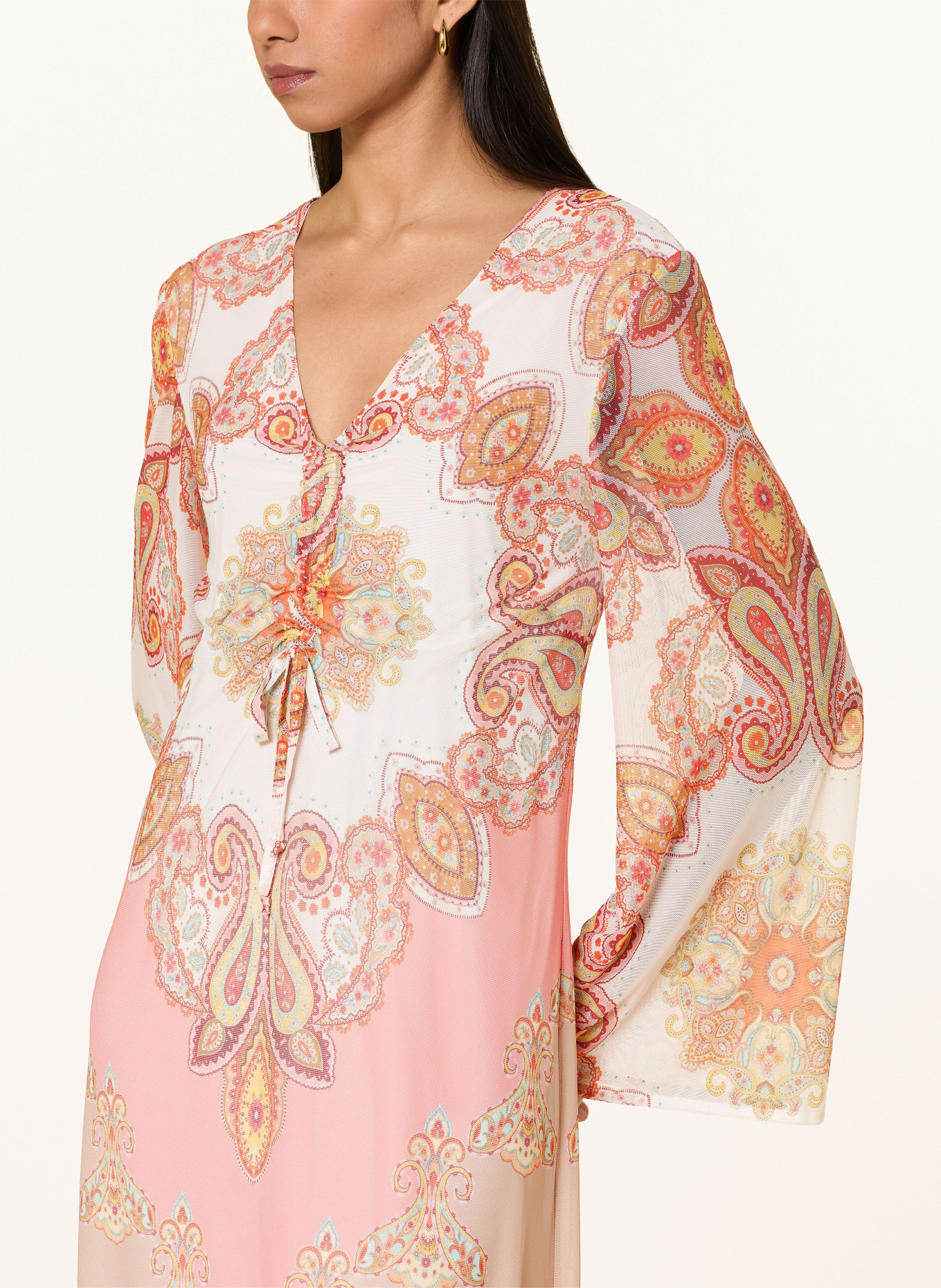 Ana Alcazar Mesh-jurk: ZALM / BEIGE / CRÈME