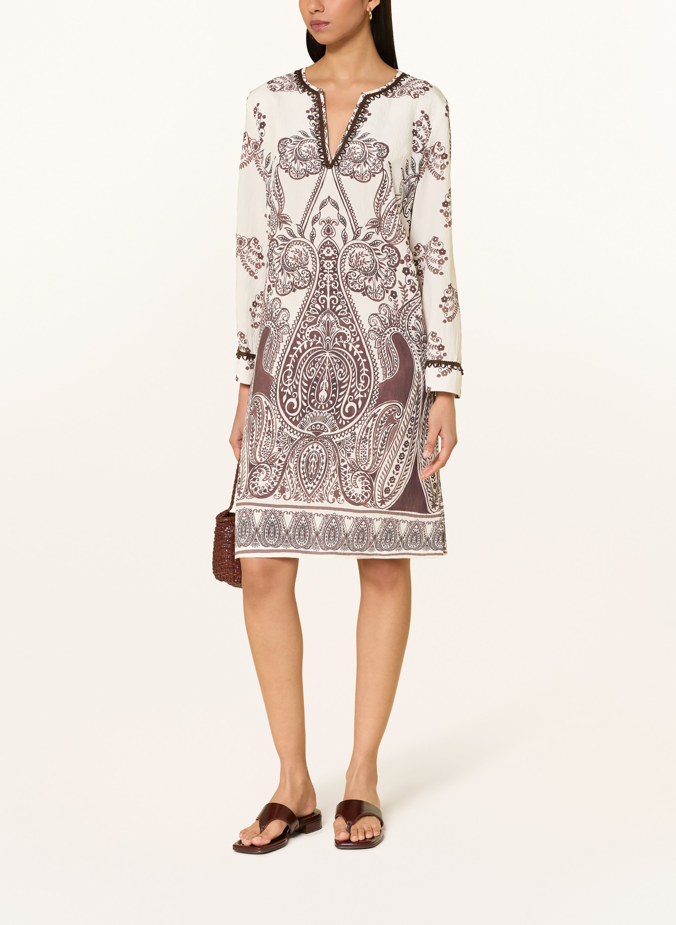 Ana Alcazar Kleid: CREME / DUNKELBRAUN