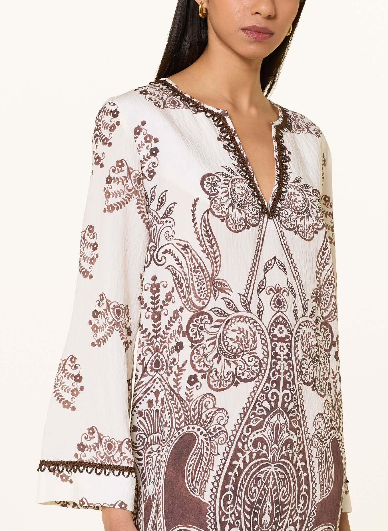 Ana Alcazar Kleid: CREME / DUNKELBRAUN