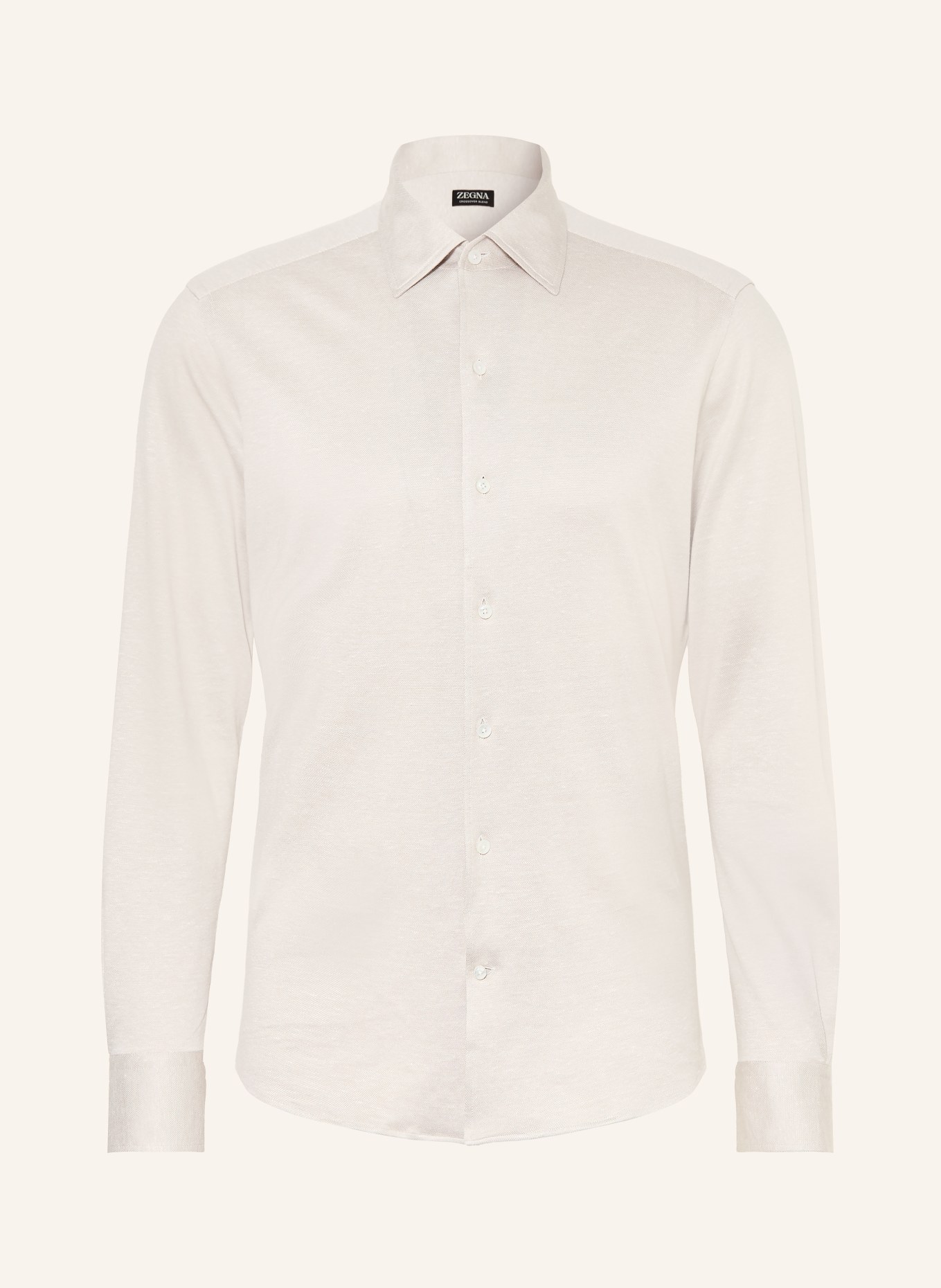 ZEGNA Jerseyhemd Slim Fit mit Seide und Leinen: BEIGE