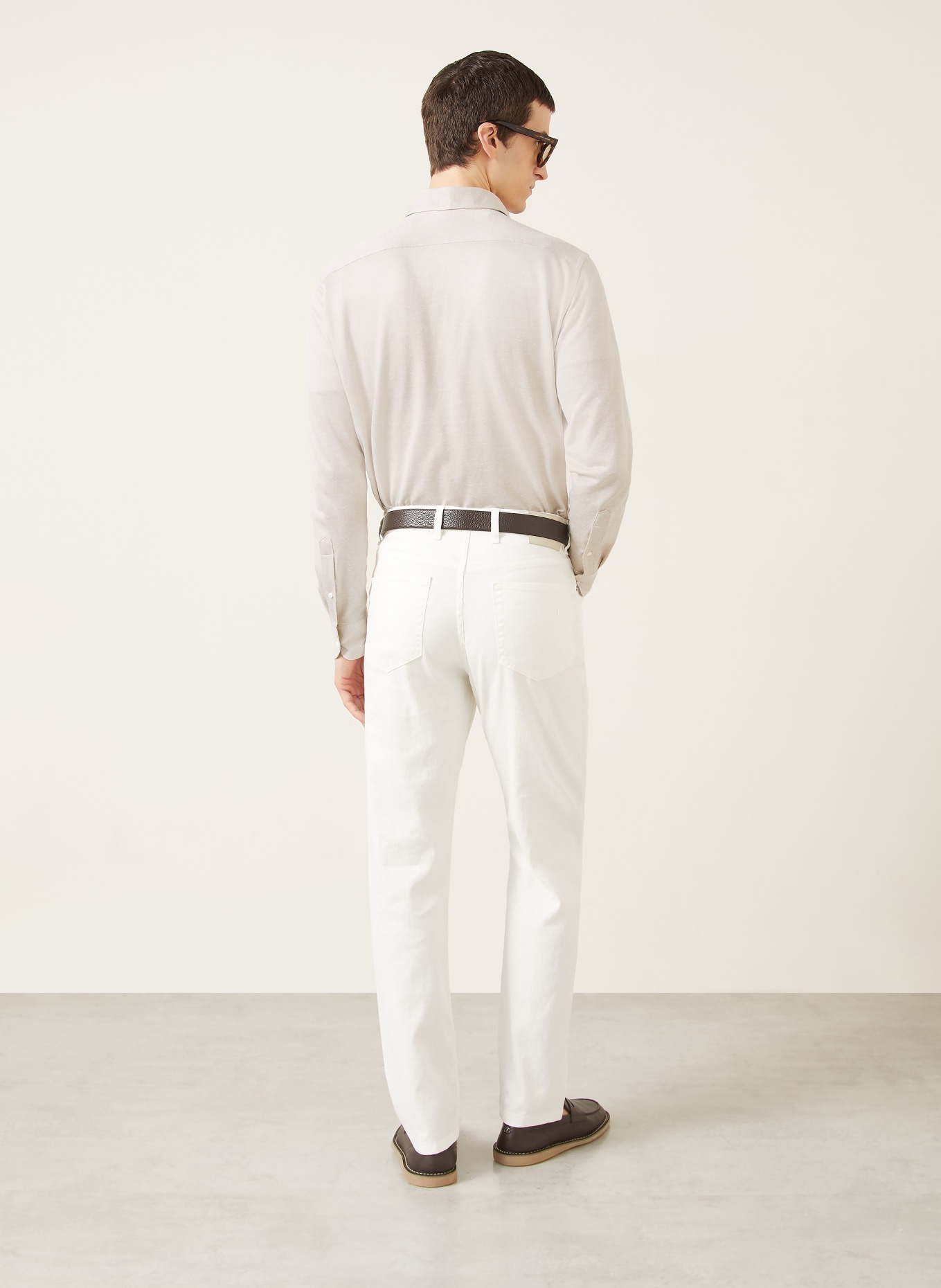 ZEGNA Jerseyhemd Slim Fit mit Seide und Leinen: BEIGE