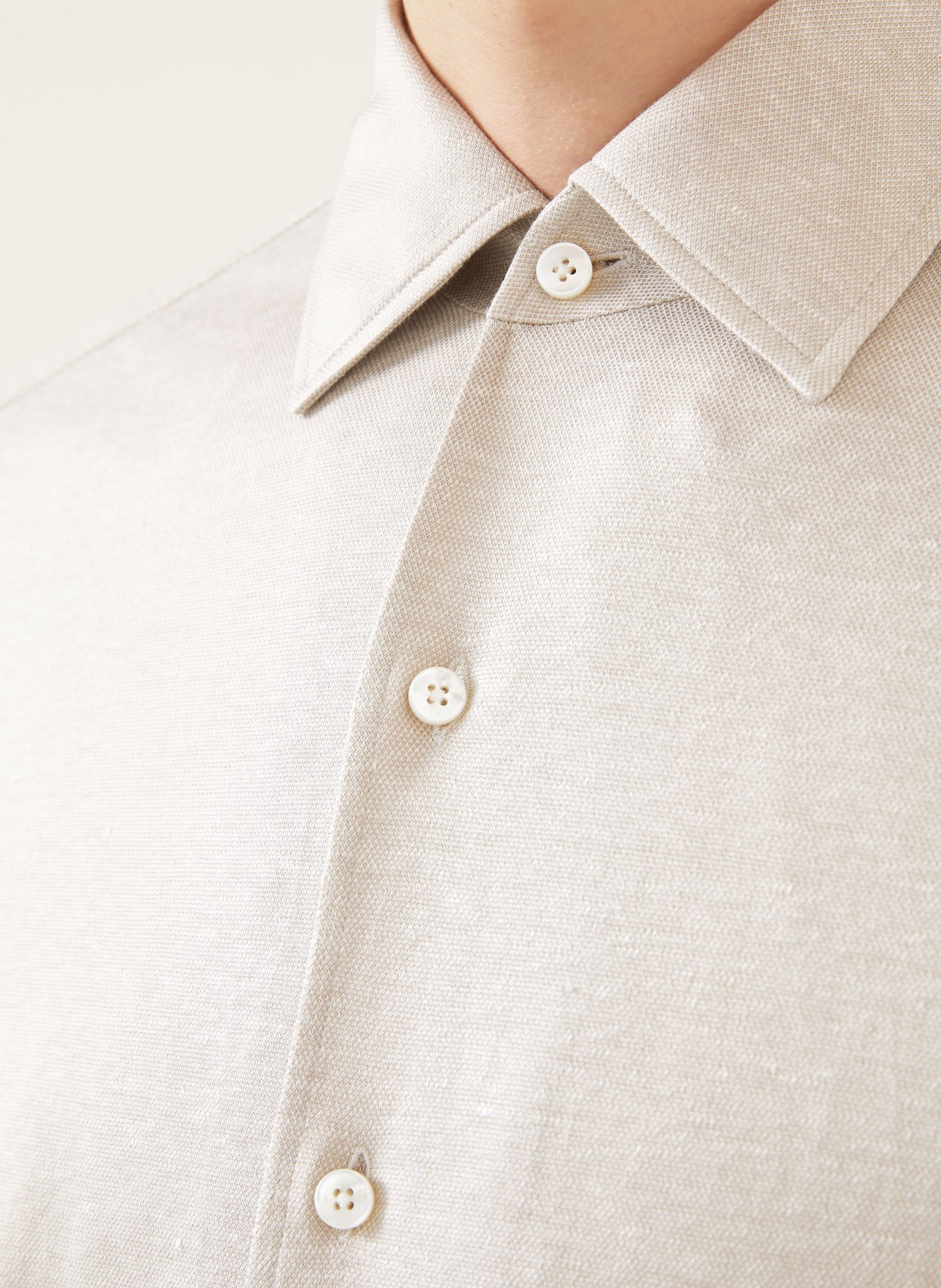 ZEGNA Jerseyhemd Slim Fit mit Seide und Leinen: BEIGE