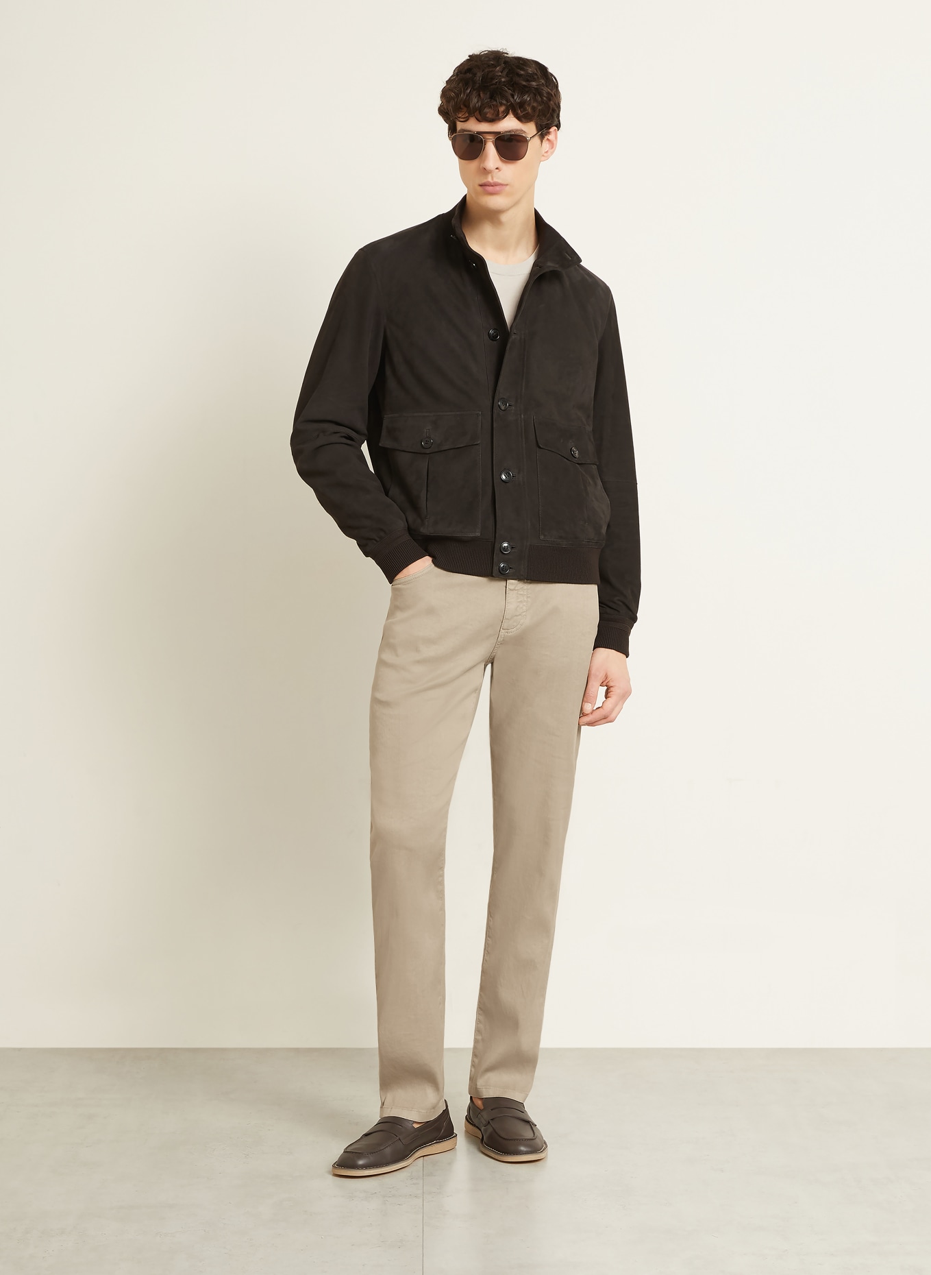 ZEGNA blouson en cuir: MARRON FONCÉ
