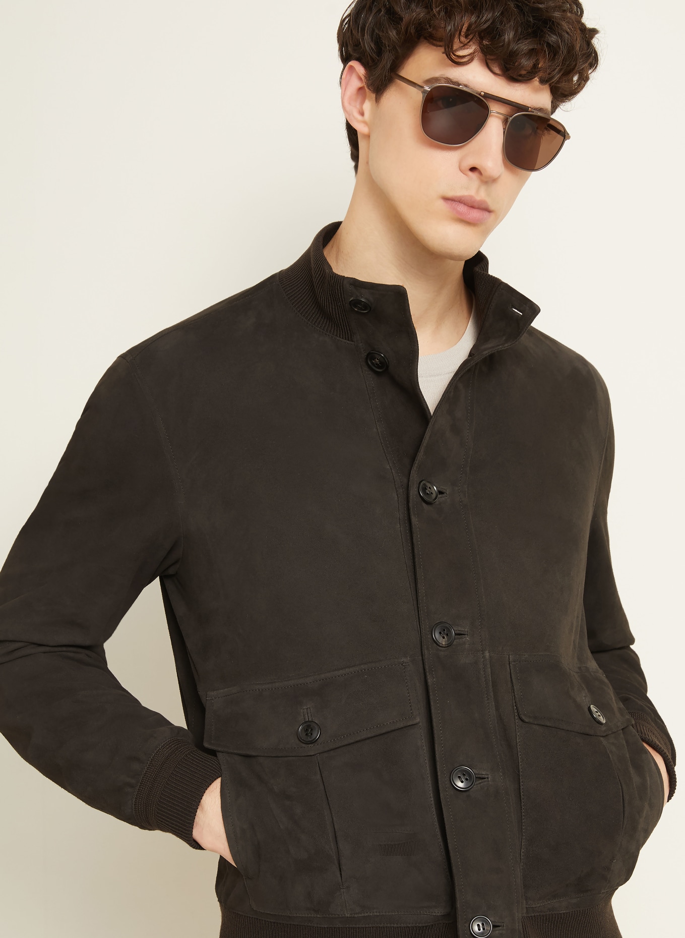 ZEGNA blouson en cuir: MARRON FONCÉ