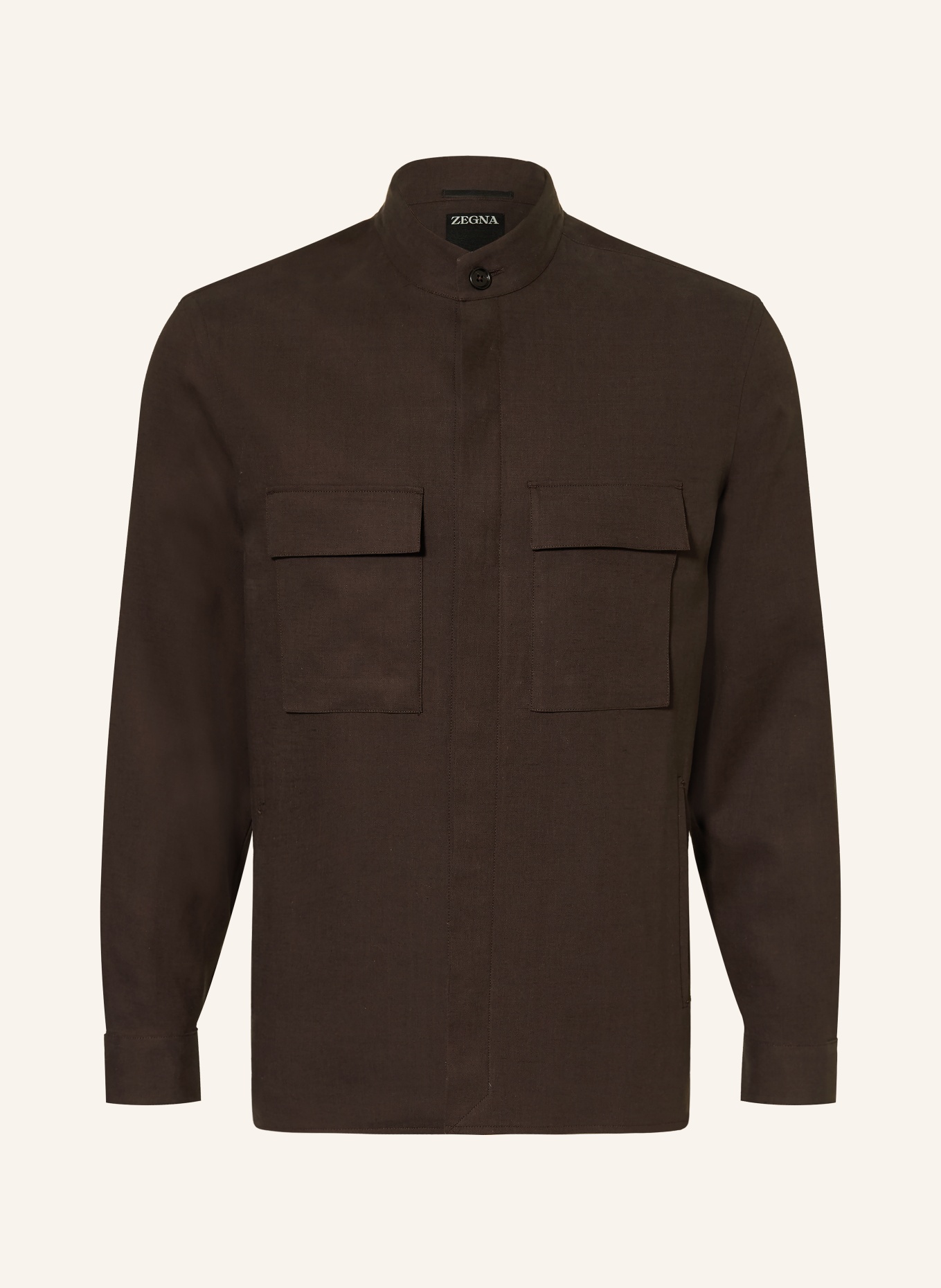 ZEGNA Overjacket aus Leinen: DUNKELBRAUN
