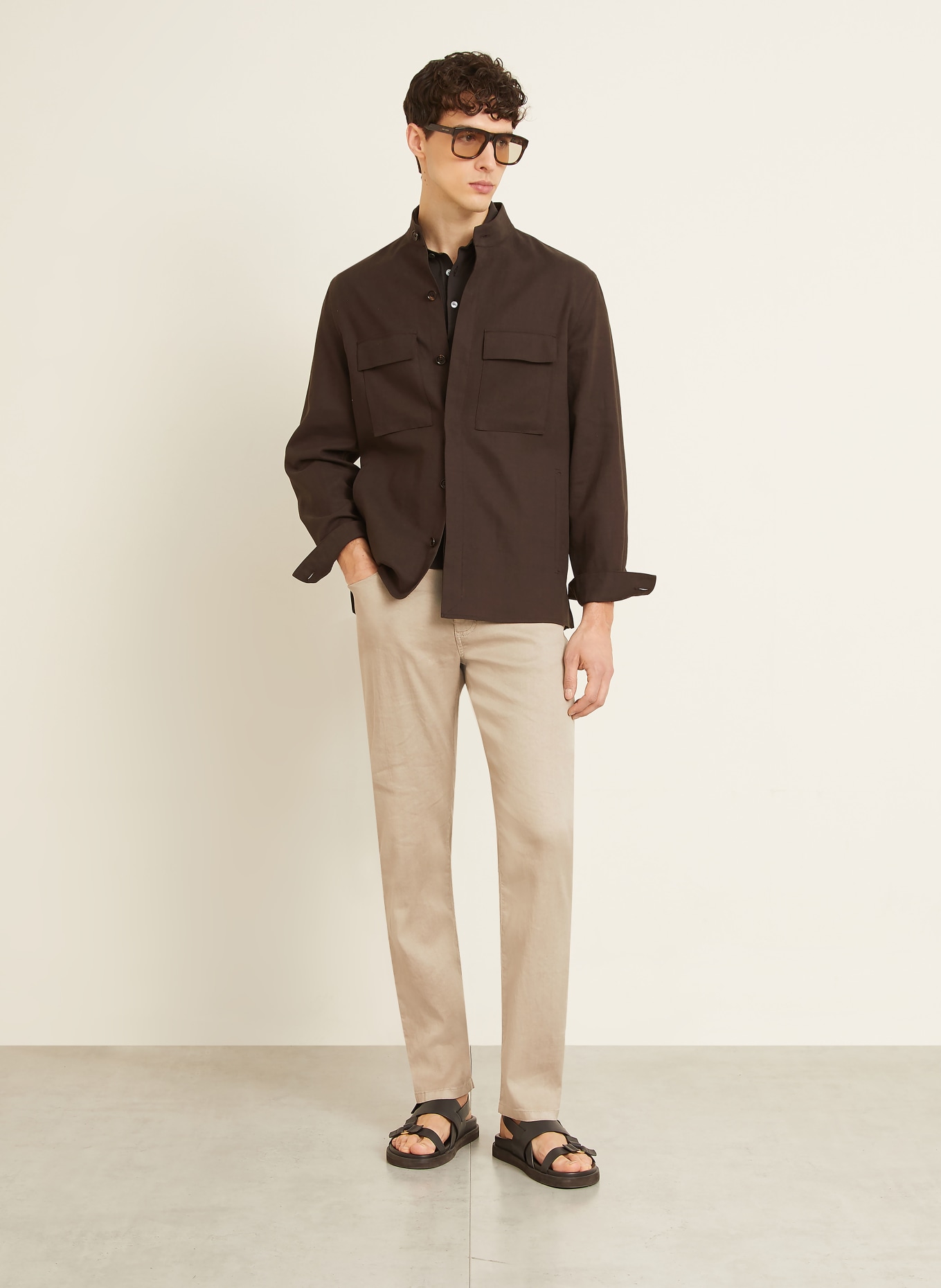 ZEGNA Overjacket aus Leinen: DUNKELBRAUN