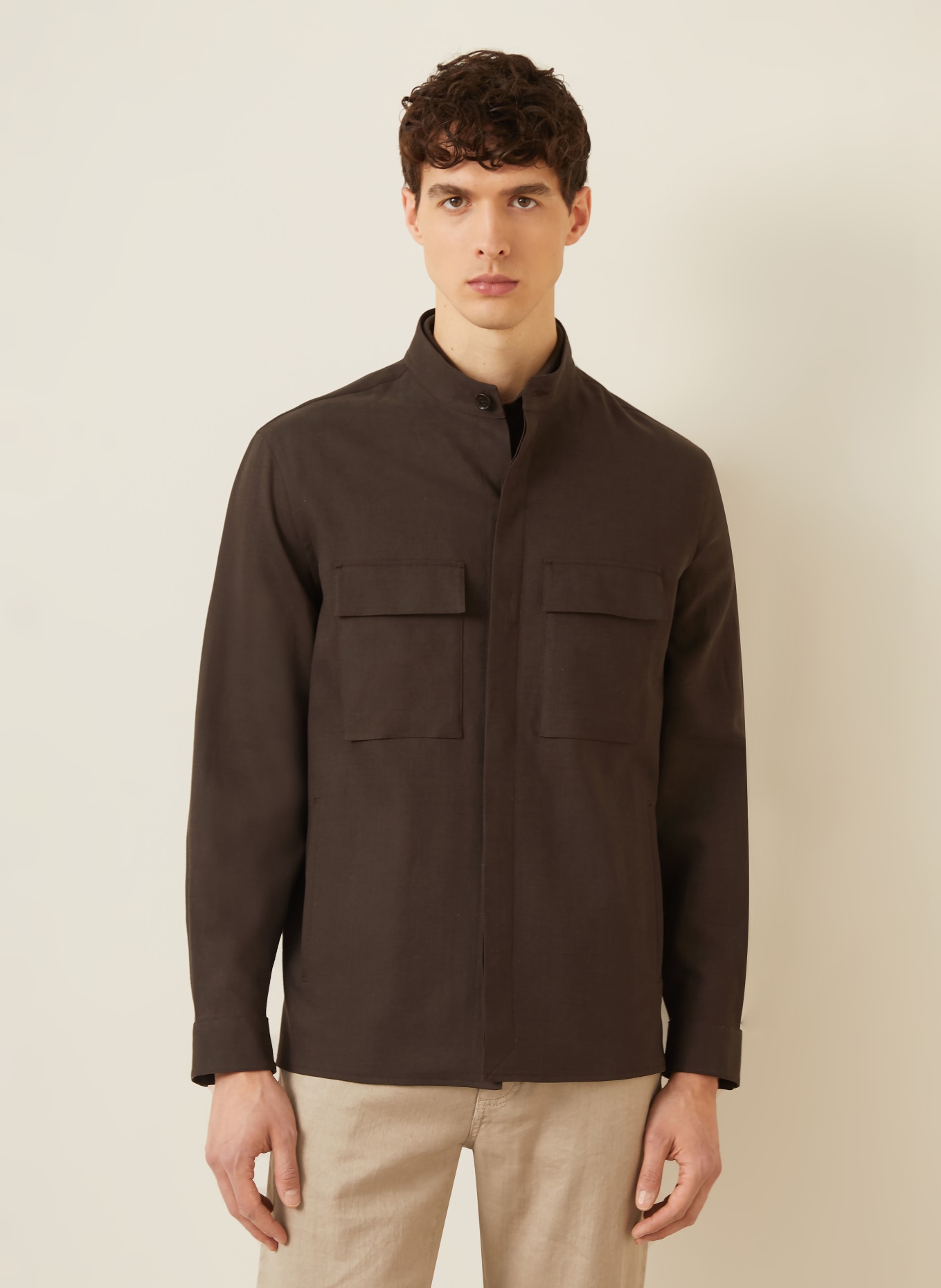 ZEGNA Overjacket aus Leinen: DUNKELBRAUN