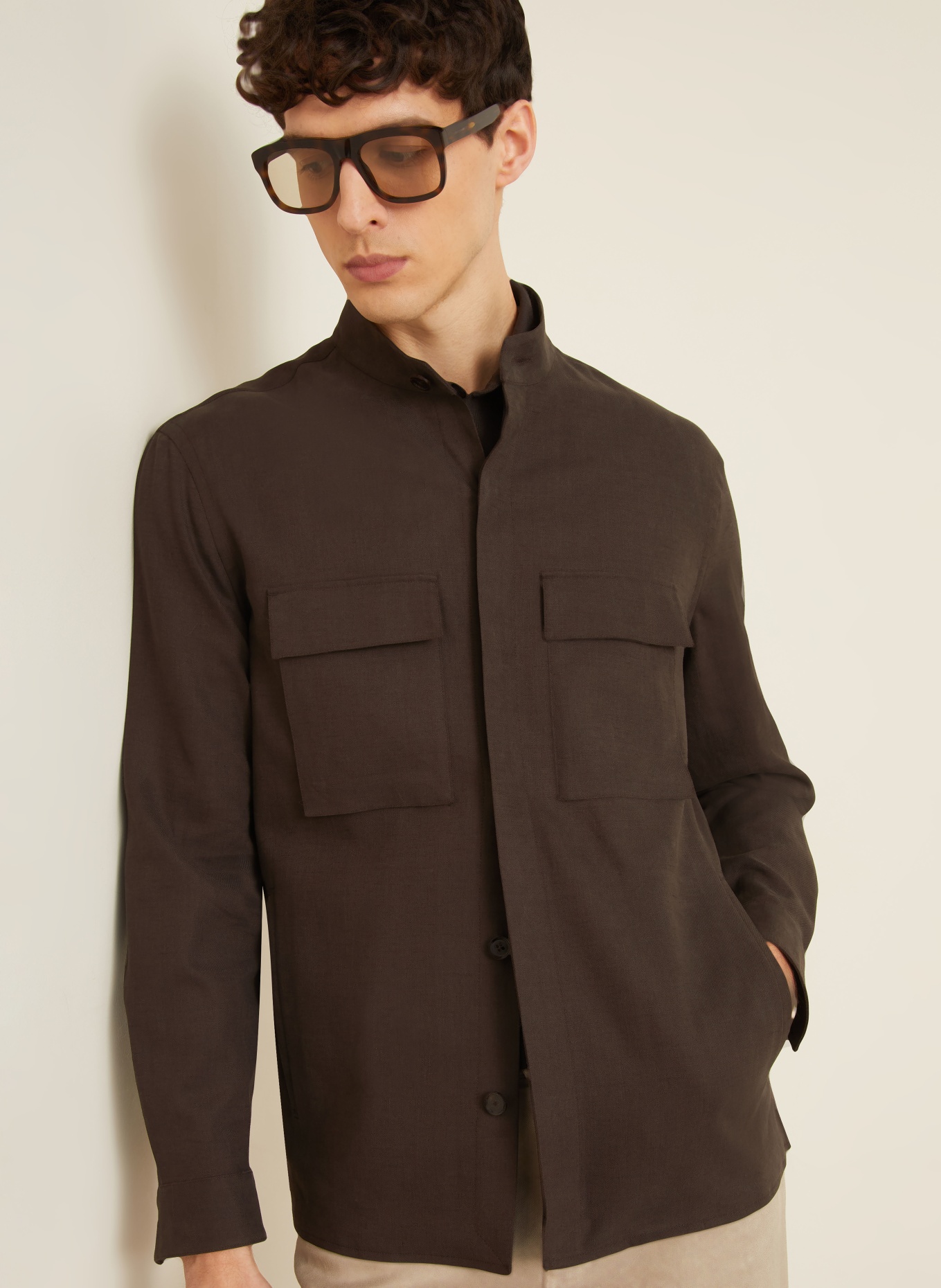 ZEGNA Overjacket aus Leinen: DUNKELBRAUN