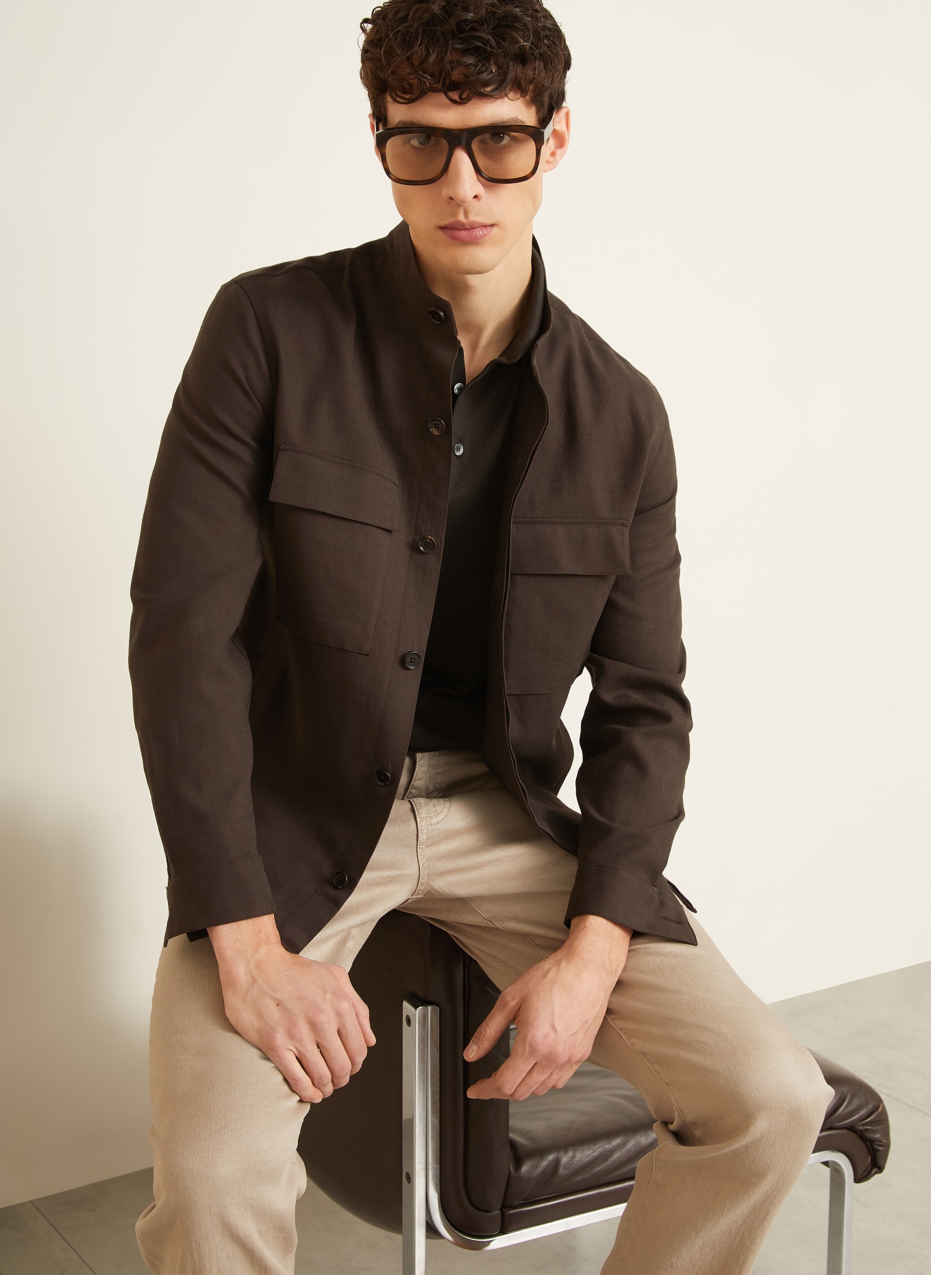 ZEGNA Overjacket aus Leinen: DUNKELBRAUN