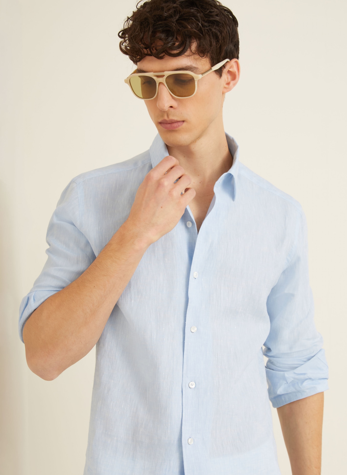 ZEGNA Linen Shirt, Regular Fit: LIGHT BLUE